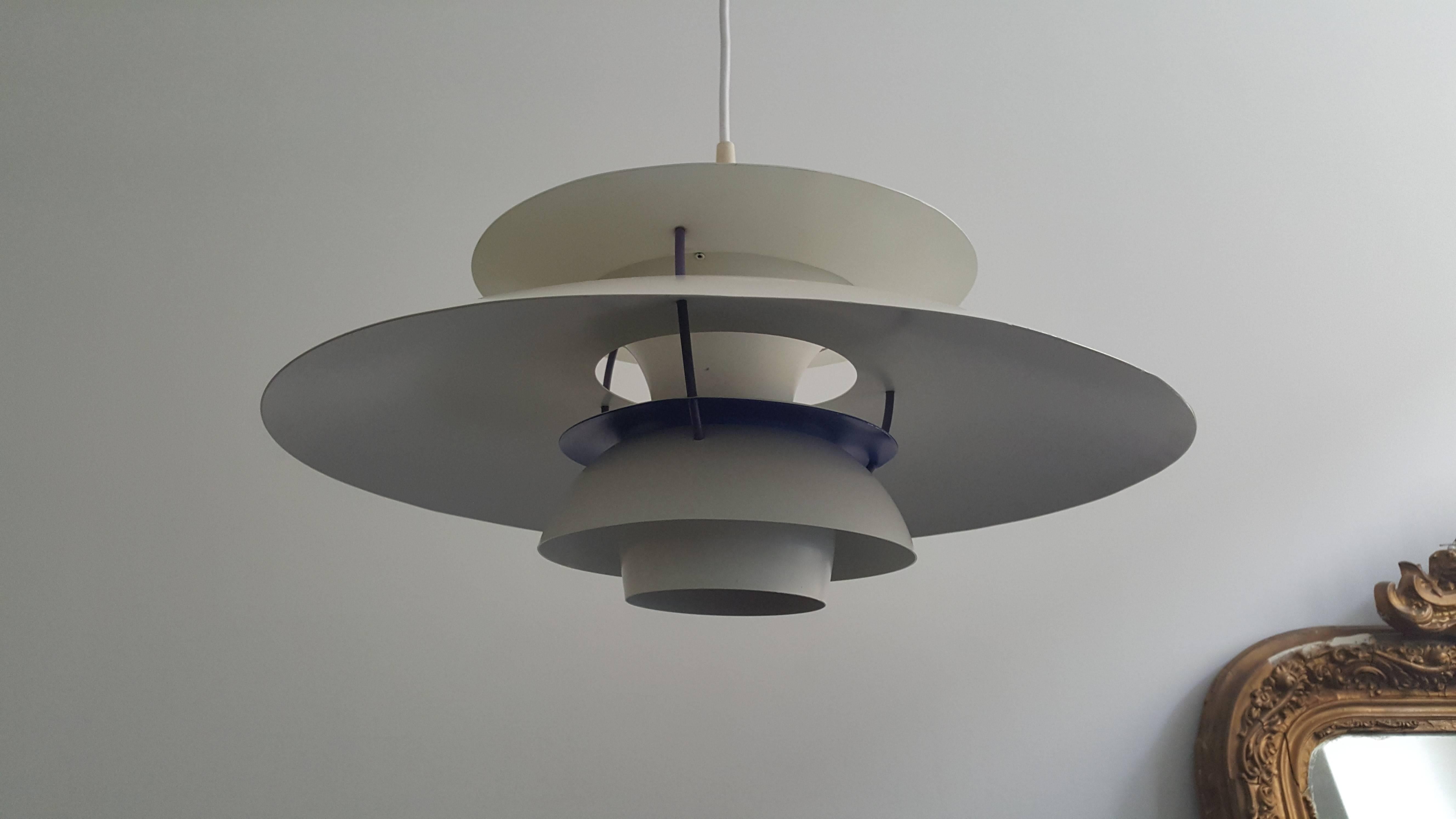 Mid-Century Modern Poul Henningsen PH5 Pendant Light in White for Louis Poulsen, Denmark, 1958