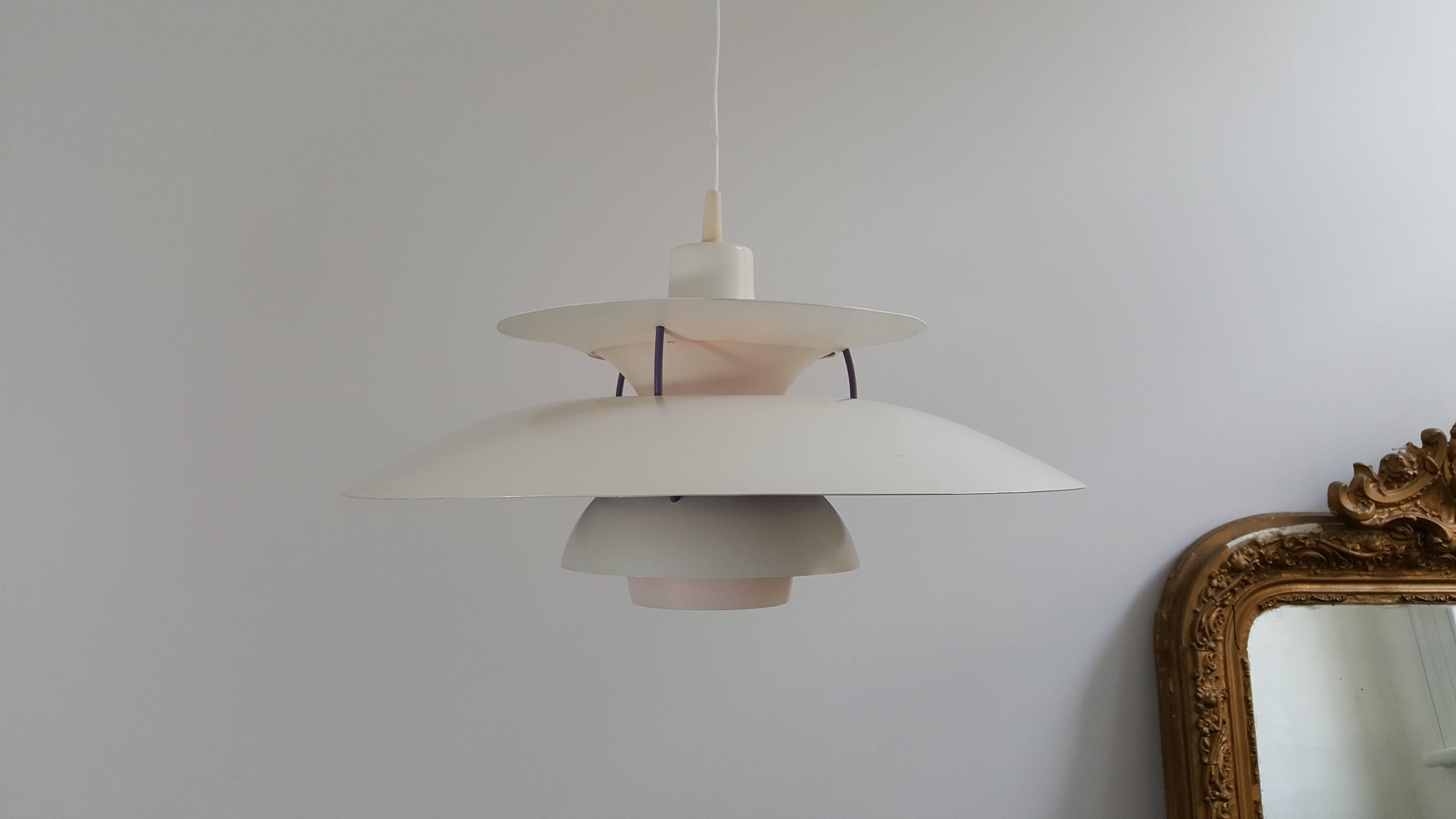 20th Century Poul Henningsen PH5 Pendant Light in White for Louis Poulsen, Denmark, 1958