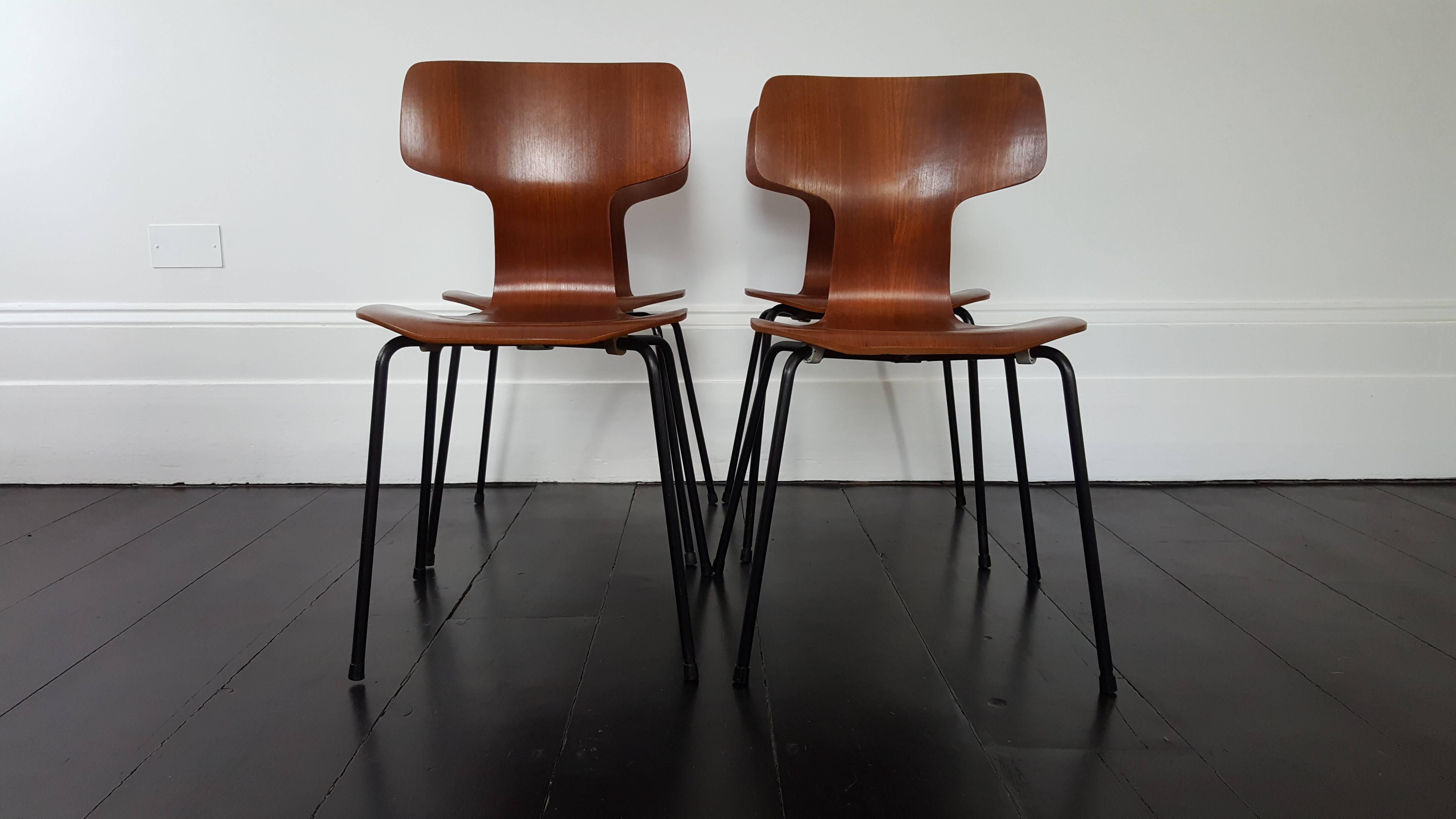 Mid-Century Modern Model 3103 Hammer Chairs by Arne Jacobsen for Fritz Hansen, 1960s