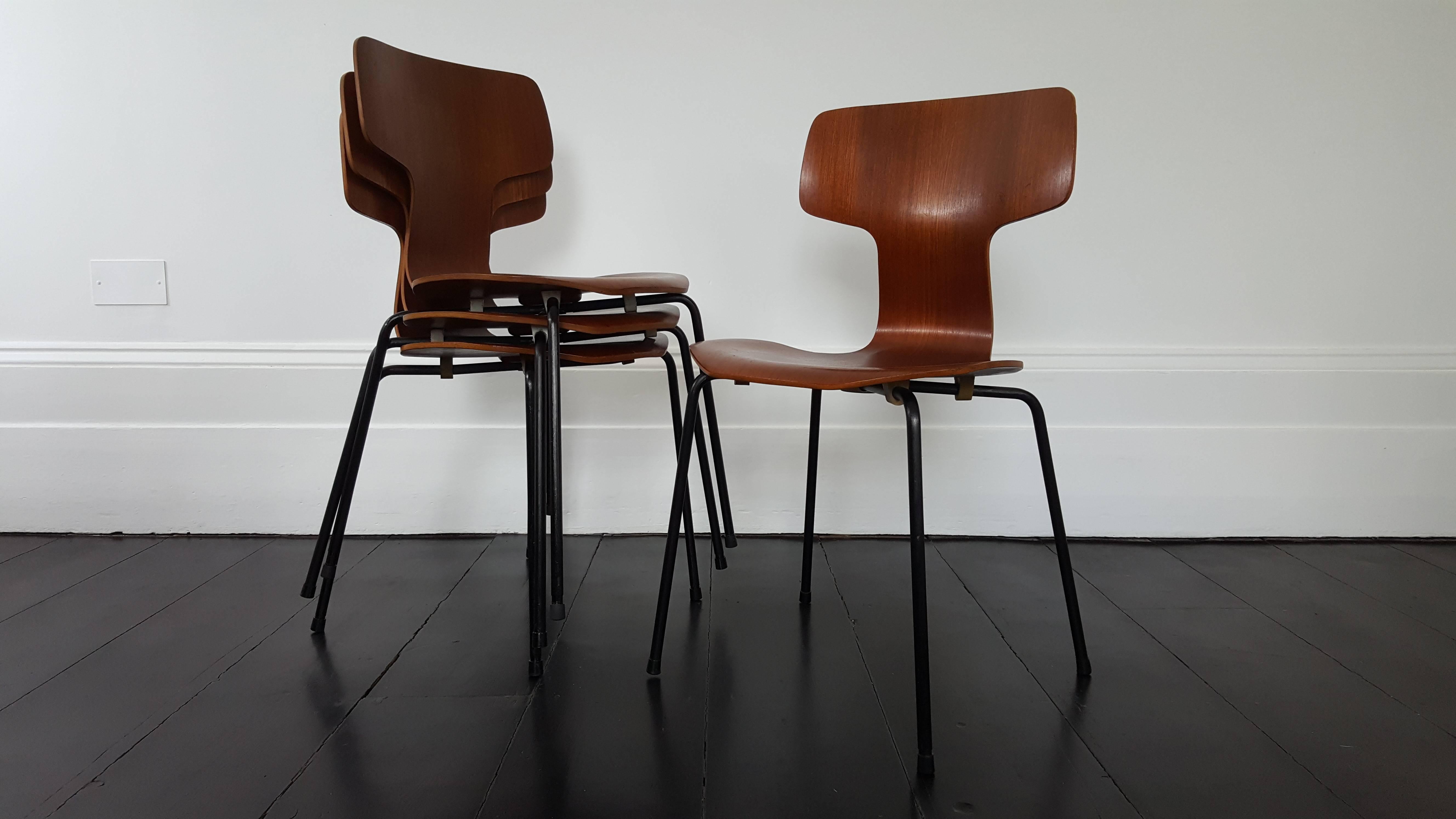 Steel Model 3103 Hammer Chairs by Arne Jacobsen for Fritz Hansen, 1960s