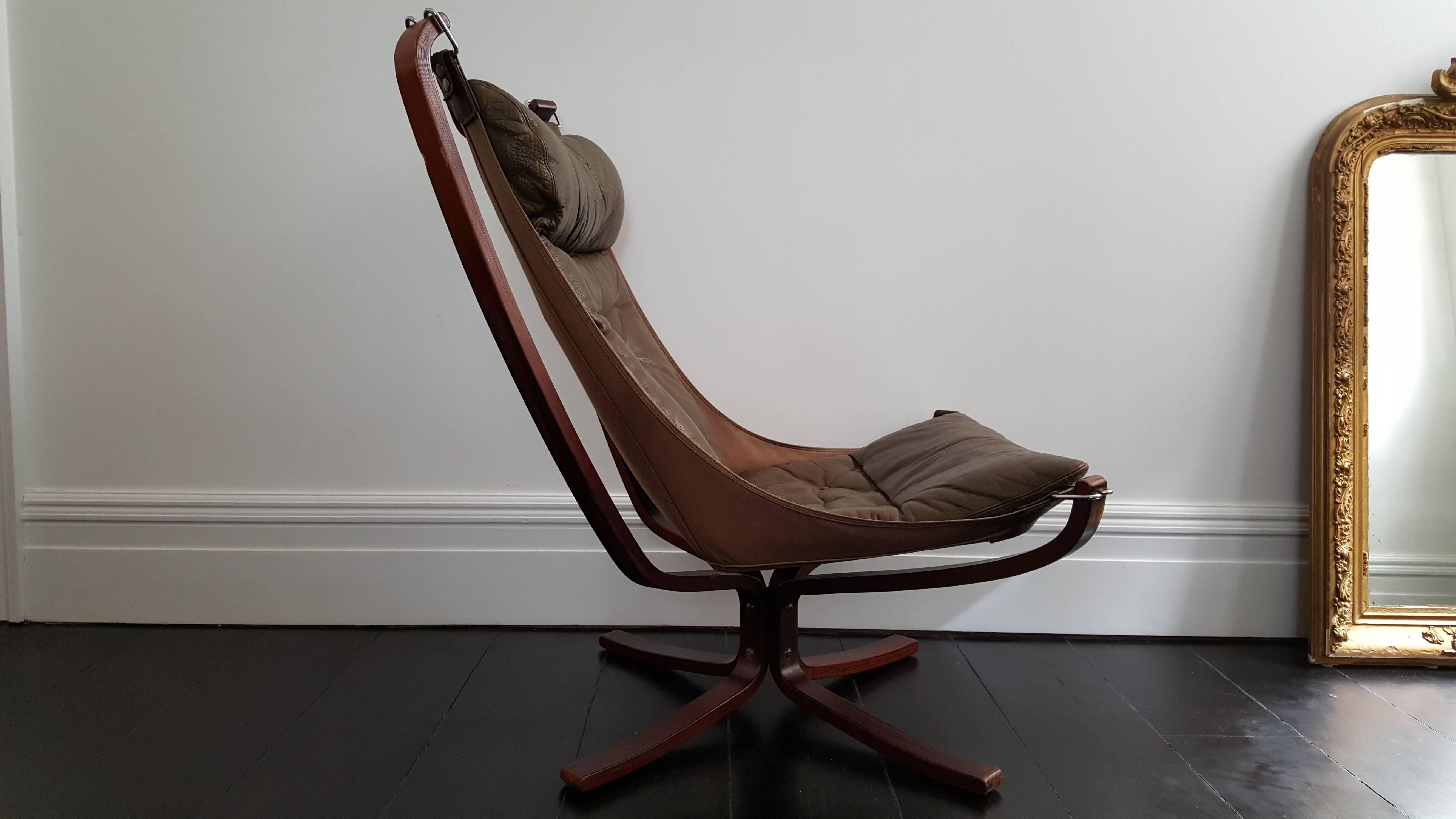 Norwegian Vintage 1970s Sigurd Ressell Designed High-Backed X-Framed Falcon Chair
