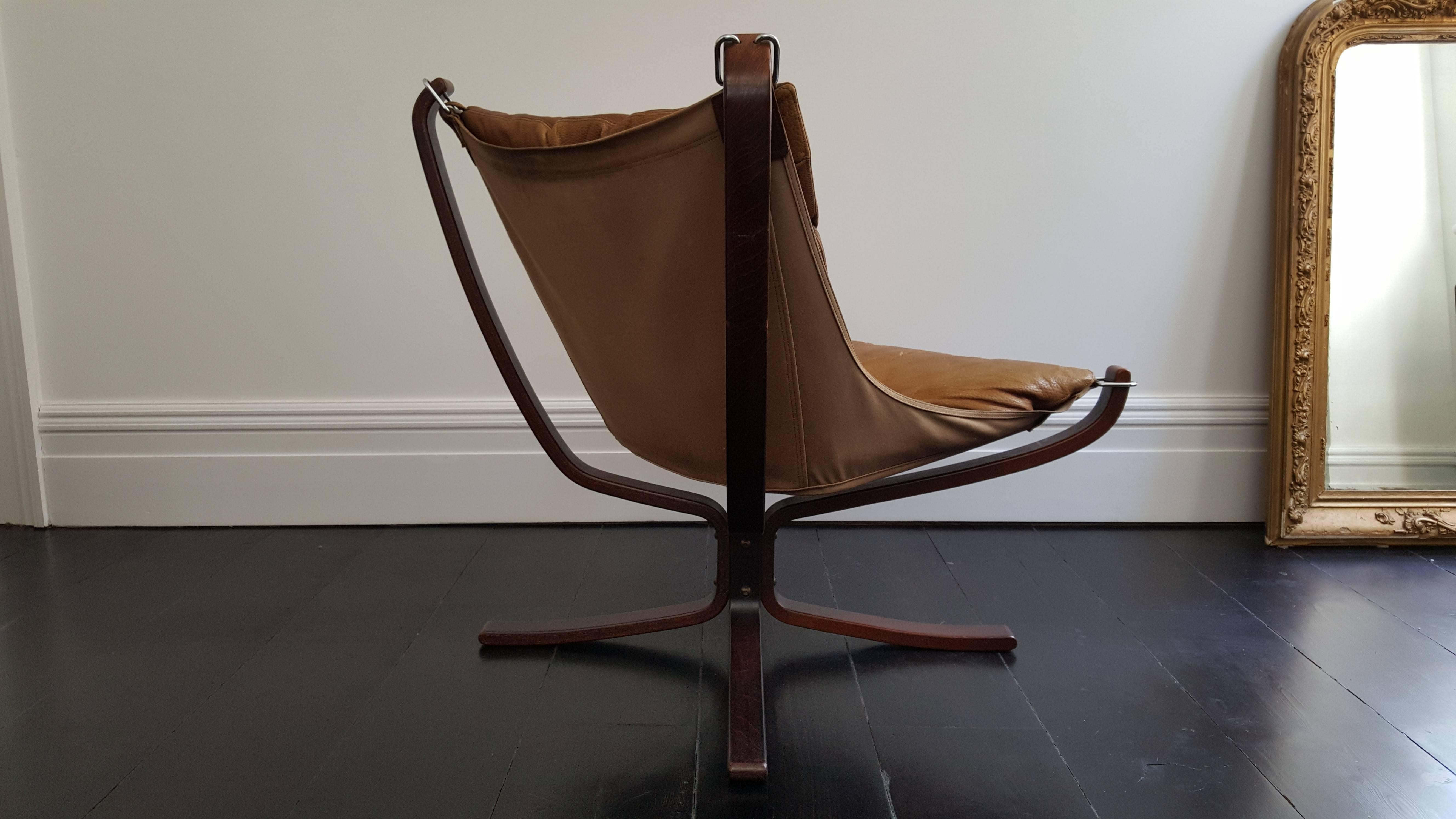 Norwegian Vintage 1970s Sigurd Ressell Designed Low-Backed X-Framed Falcon Chair