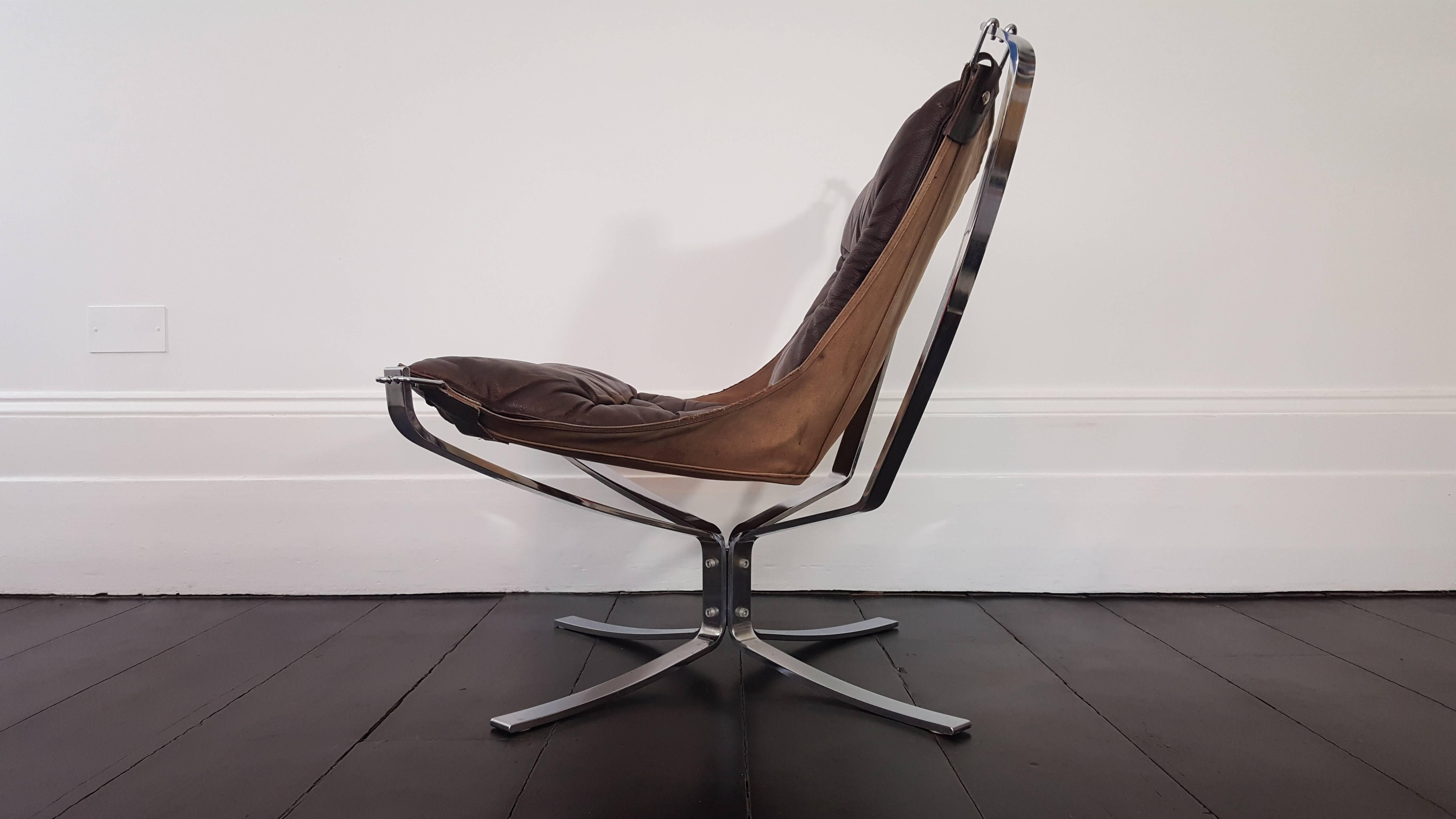 Norwegian Iconic Vintage Low-Backed X-Framed Sigurd Ressell Designed 1970s Falcon Chair