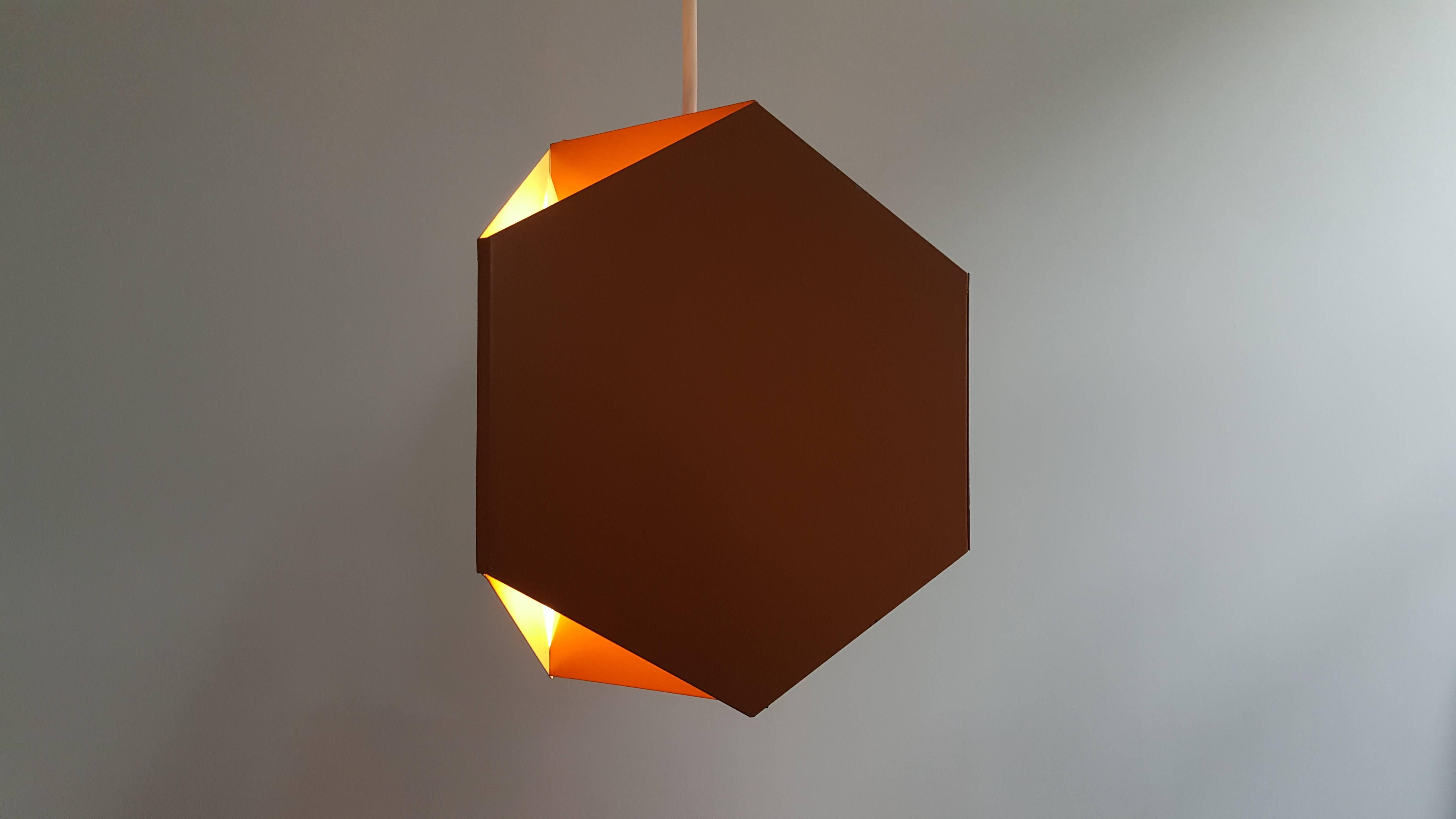 Ole Panton Seks-tre pendant light for Lyfa, 1960s.

The ‘Seks-tre’ powder coated pendant lamps were designed by Ole Panton for Lyfa in 1960s.

The lamp consists of triangles and Hexagons which correlates to the 'Seks-tre'meaning six-three,