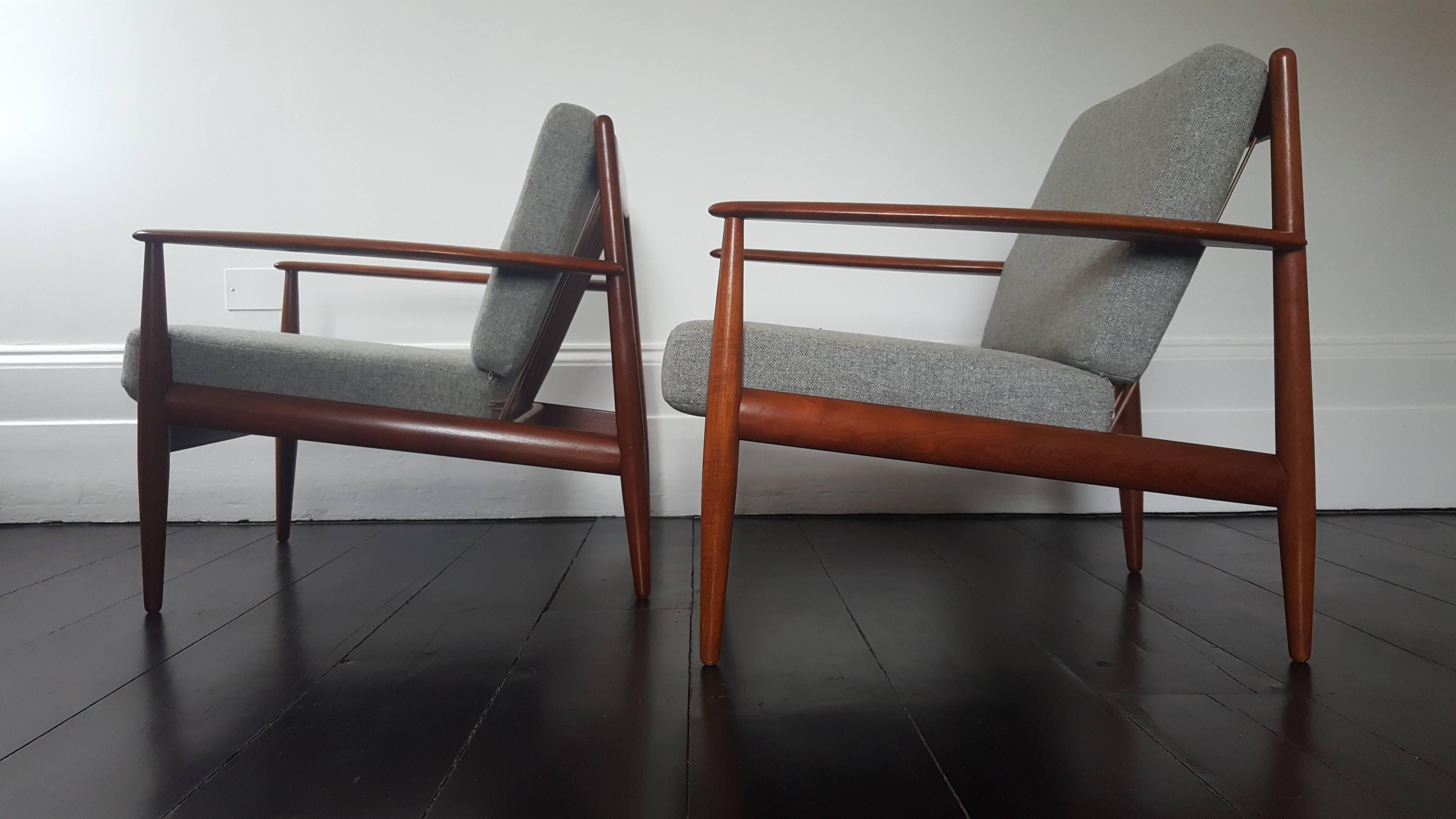 Faux Leather Grete Jalk for France & Daverkosen Lounge Chairs, 1960s