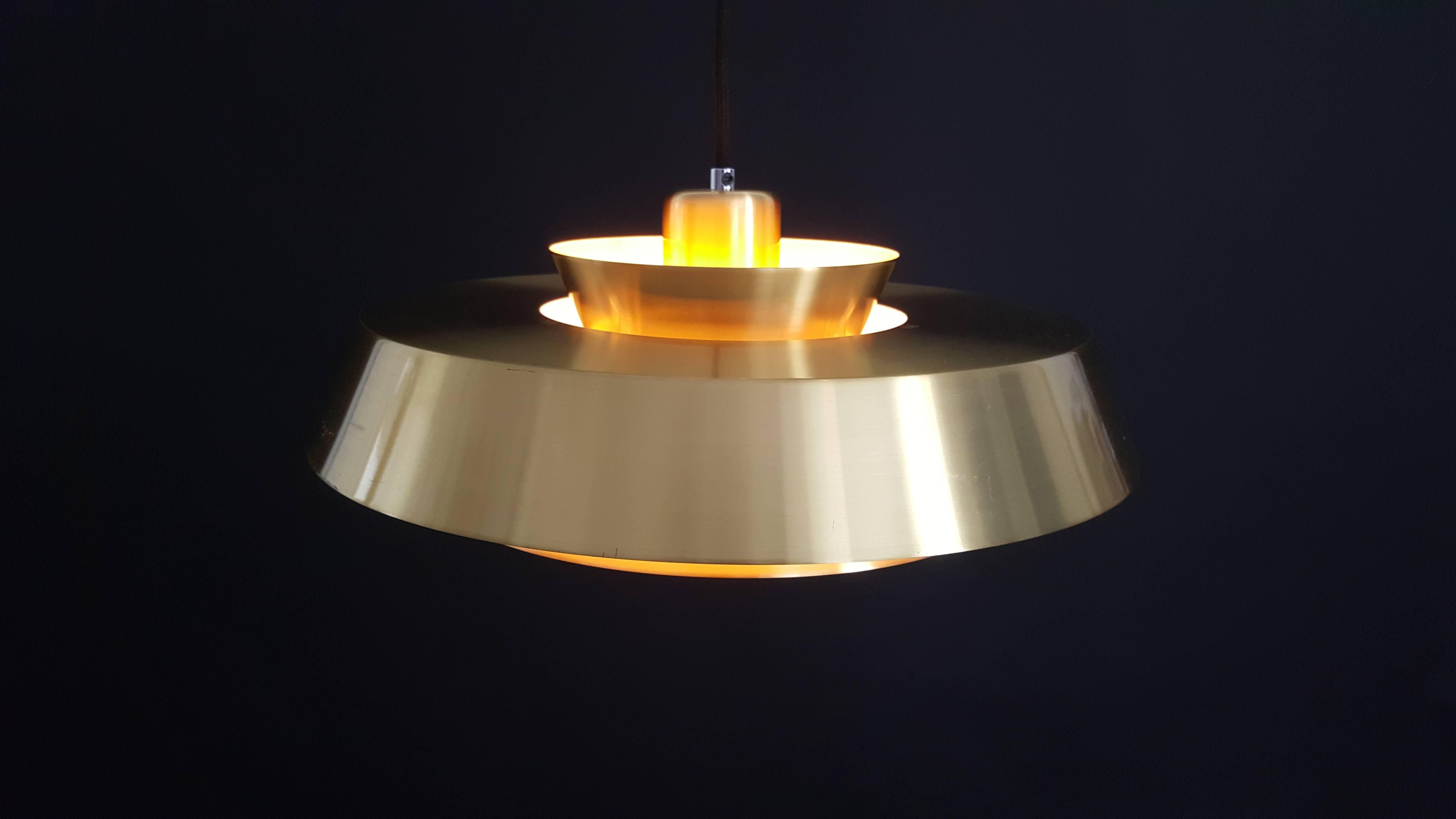 Mid-Century Modern Jo Hammerborg Nova Pendant Light in Brass for Fog & Mørup, Denmark, 1960s