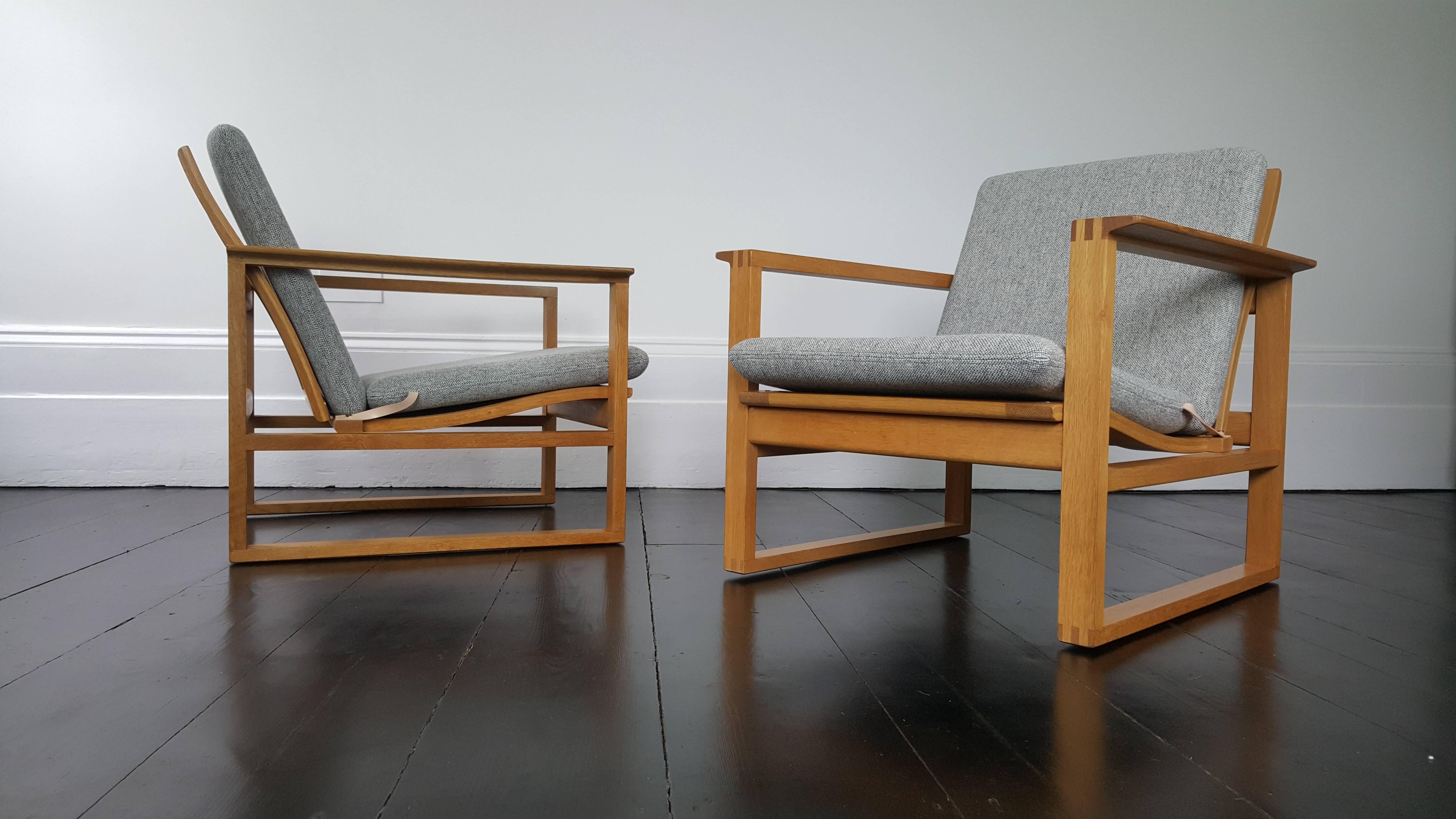 20th Century Børge Mogensen Oak Lounge Sled Chairs Designed 1956 for Frederica Stolefabrik