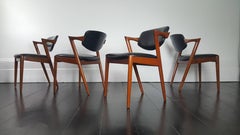 Four Kai Kristiansen Model 42 Teak Frame Dining Chairs for Schou Andersen, 1960s