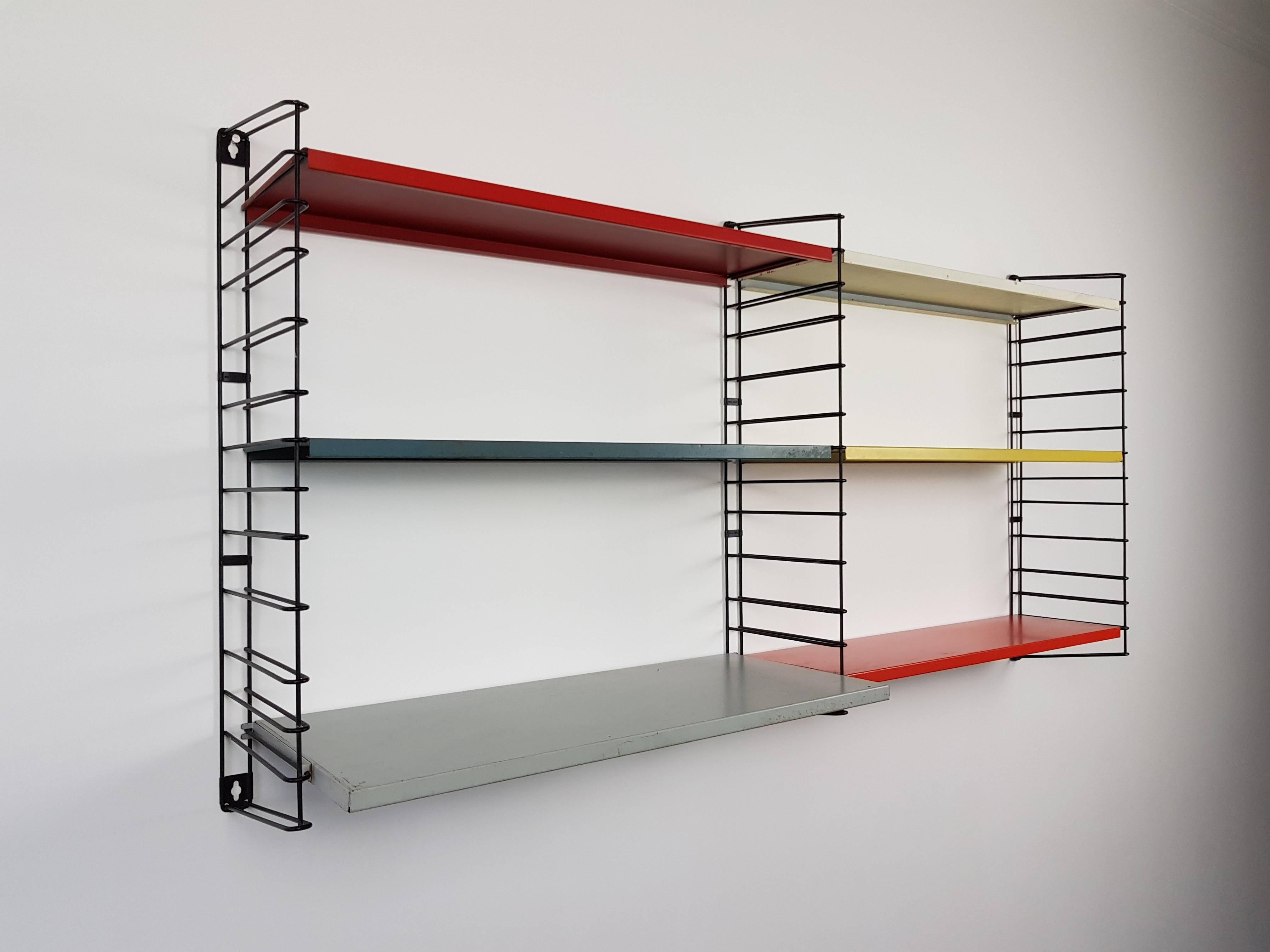 Mid-Century Modern Dutch Tomado Hanging Wall Shelves, Designed in the 1950s by A. Dekker