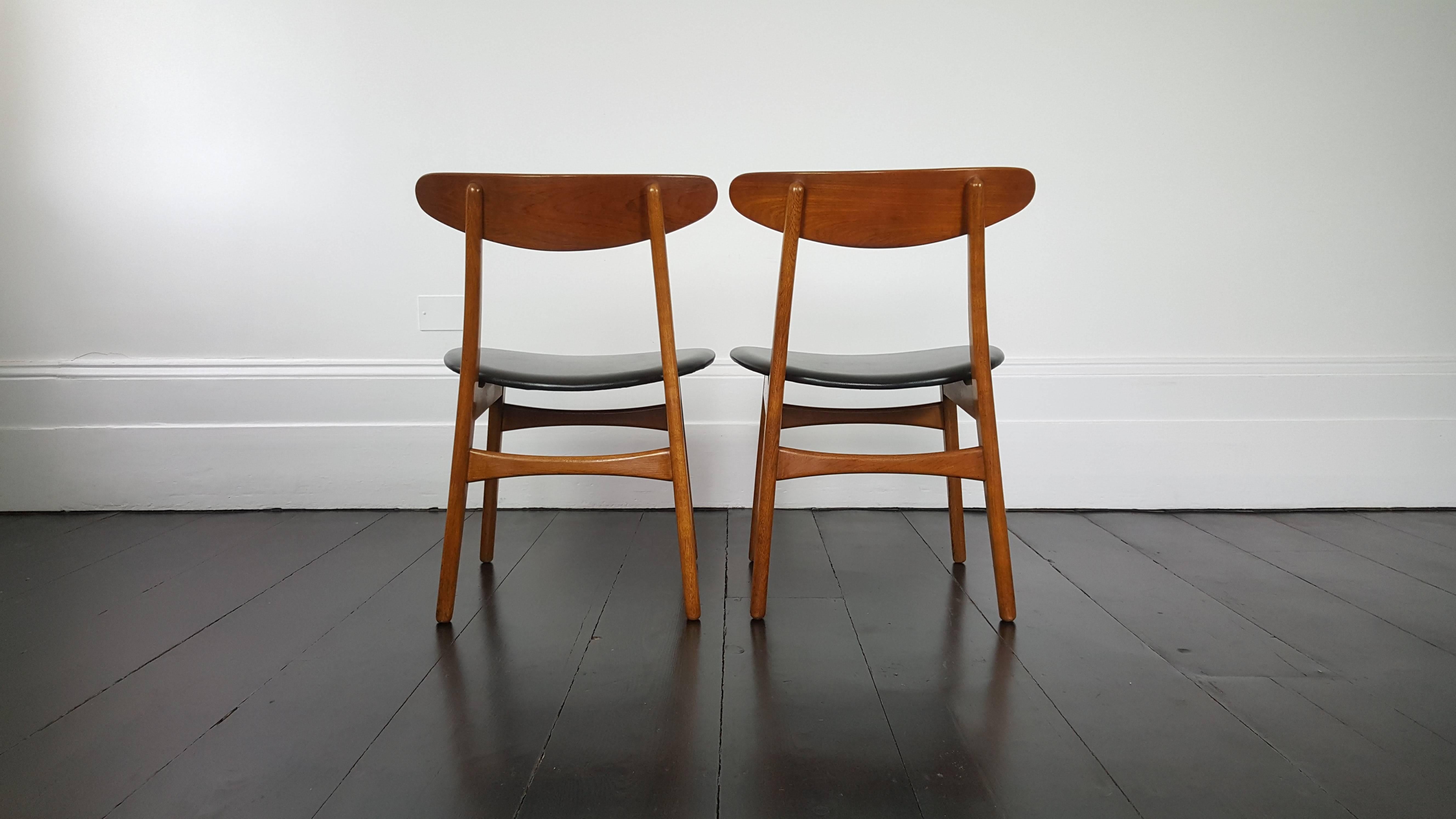 Leather Pair of Hans J. Wegner CH-30 Chairs, Designed 1952