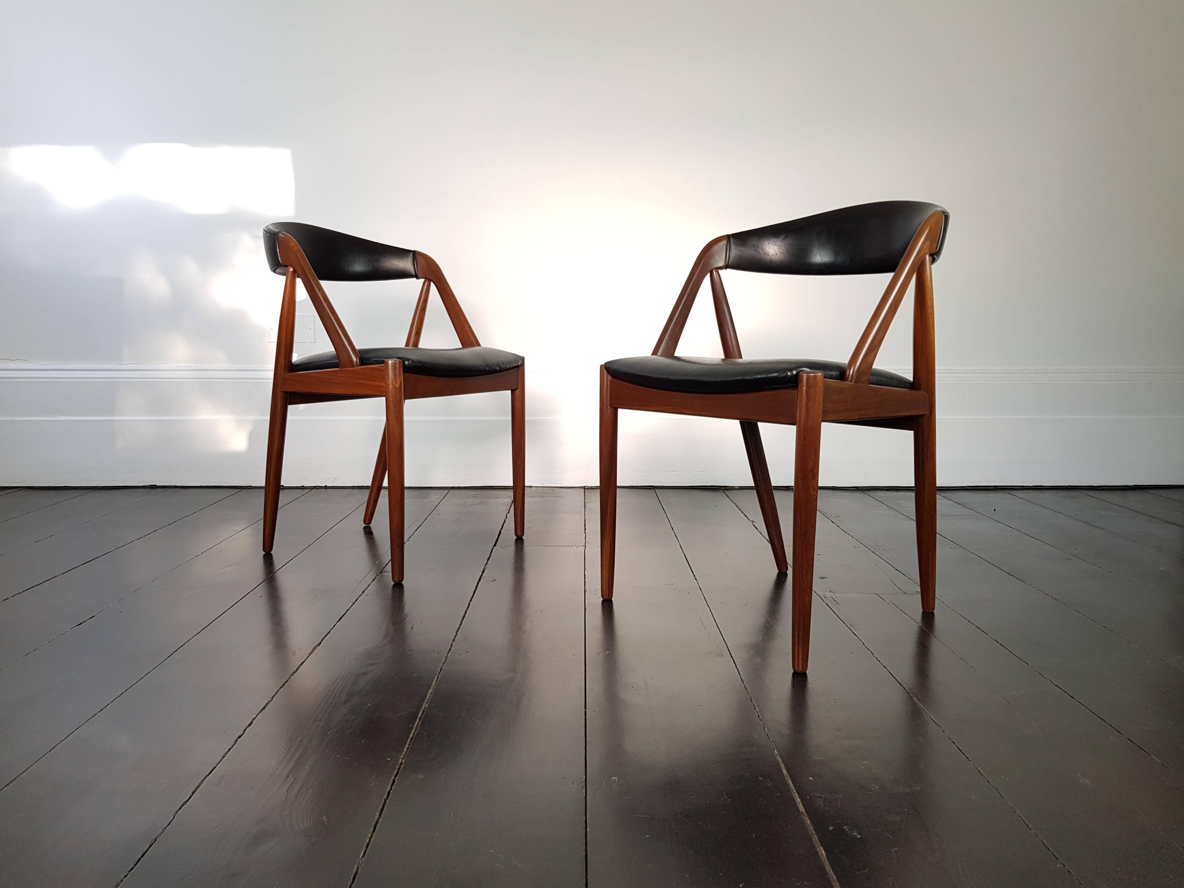 Pair of Kai Kristiansen Model 31 Teak 'a' Frame Chair for Schou Andersen, 1960s In Good Condition In London Road, Baldock, Hertfordshire