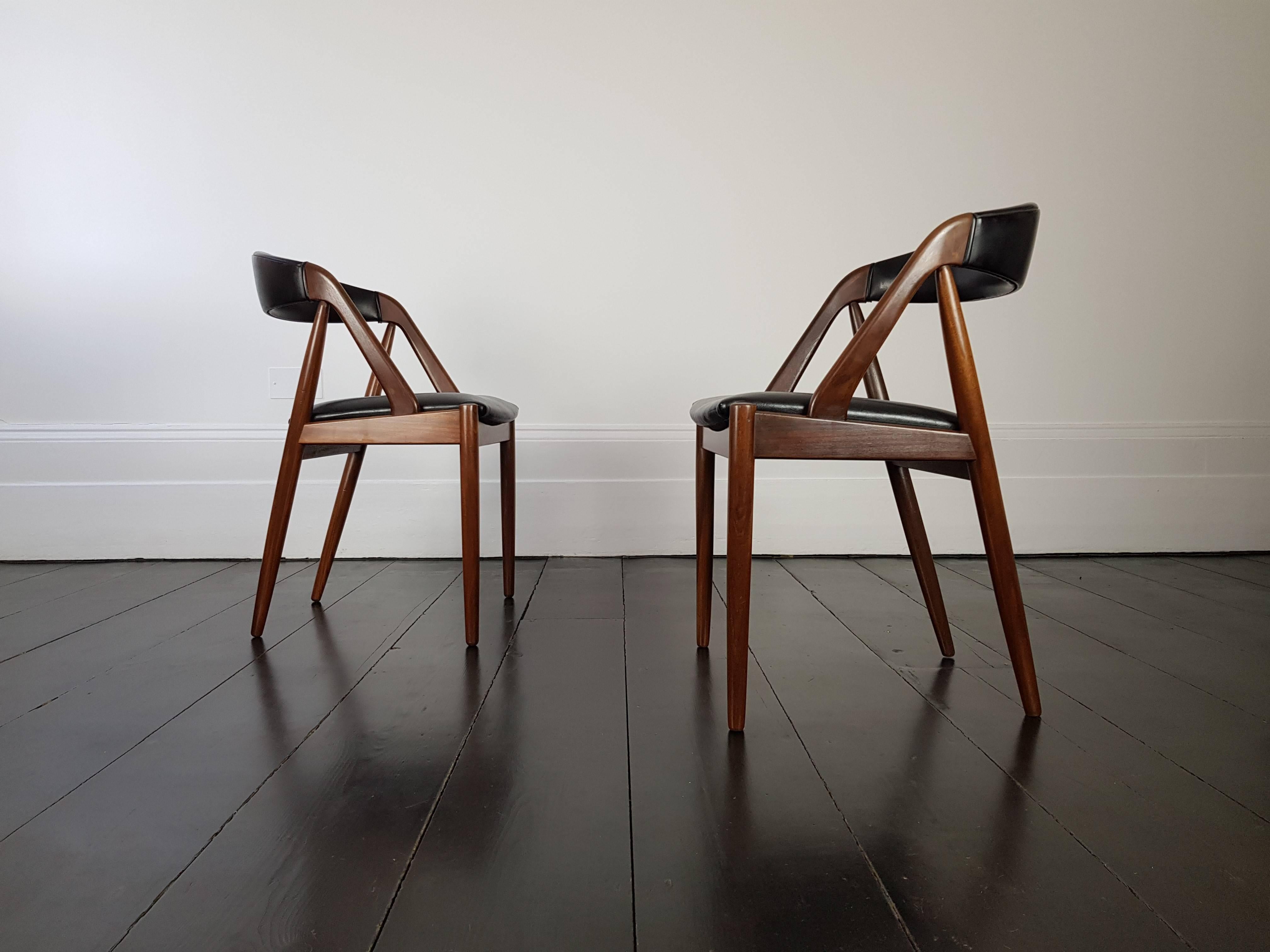Mid-Century Modern Pair of Kai Kristiansen Model 31 Teak 'a' Frame Chair for Schou Andersen, 1960s