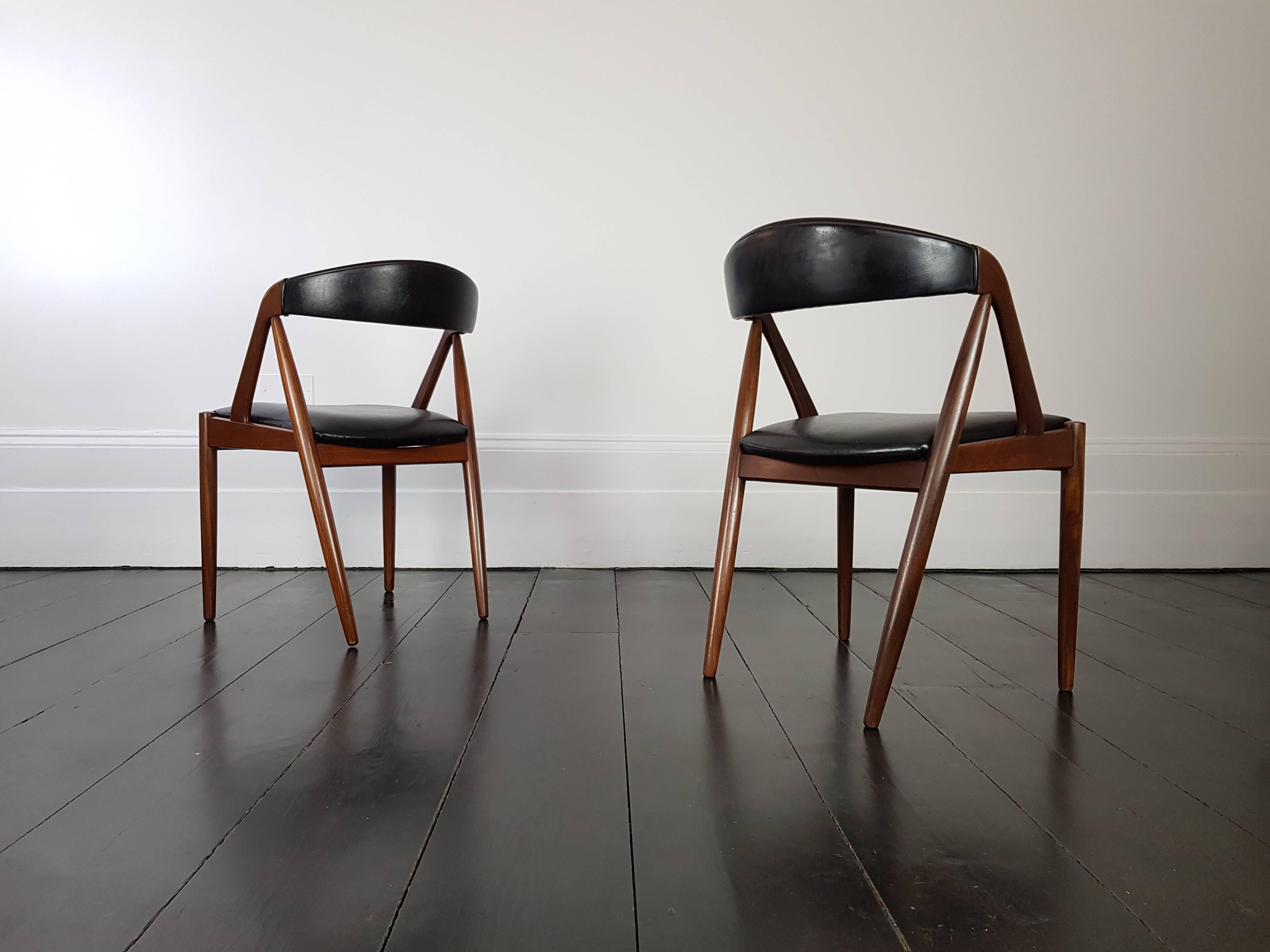 Danish Pair of Kai Kristiansen Model 31 Teak 'a' Frame Chair for Schou Andersen, 1960s