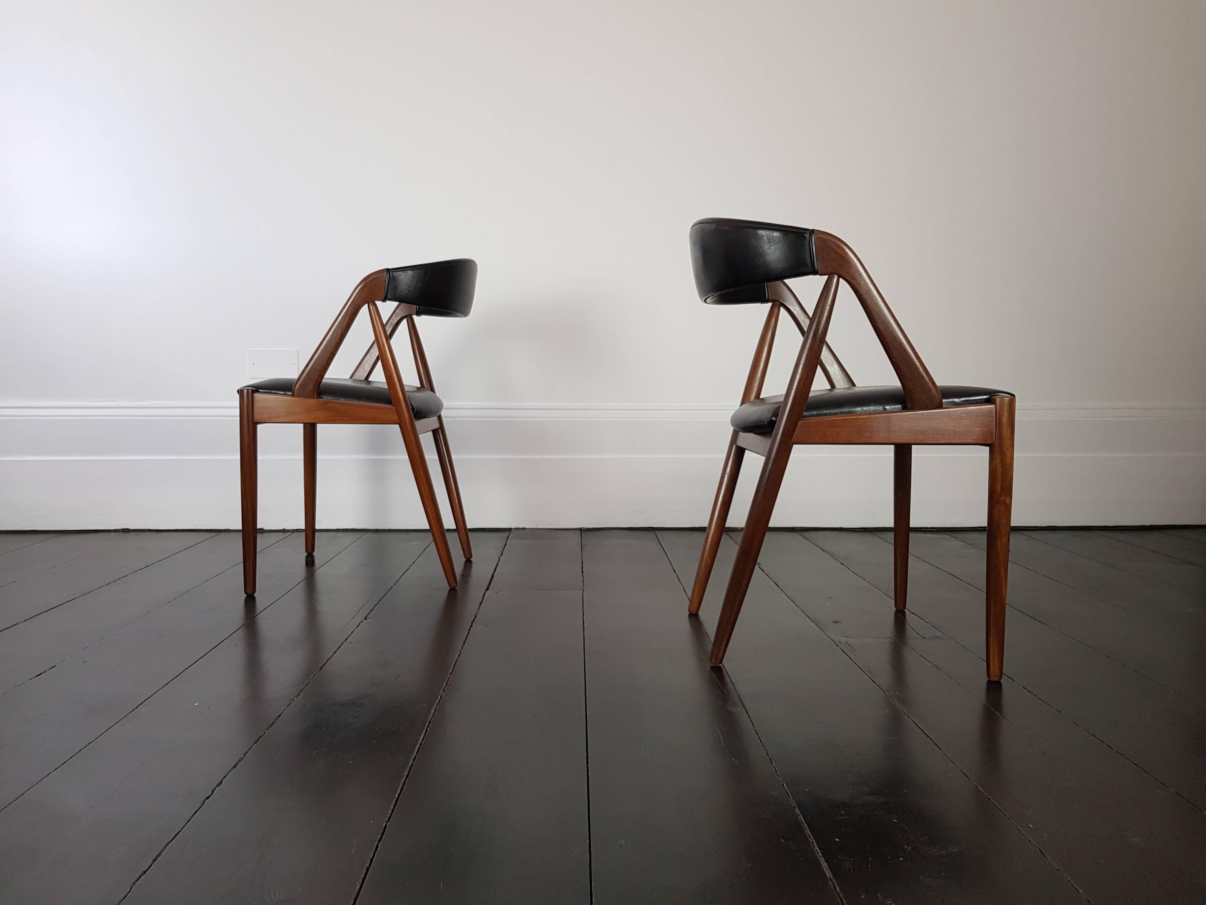 20th Century Pair of Kai Kristiansen Model 31 Teak 'a' Frame Chair for Schou Andersen, 1960s