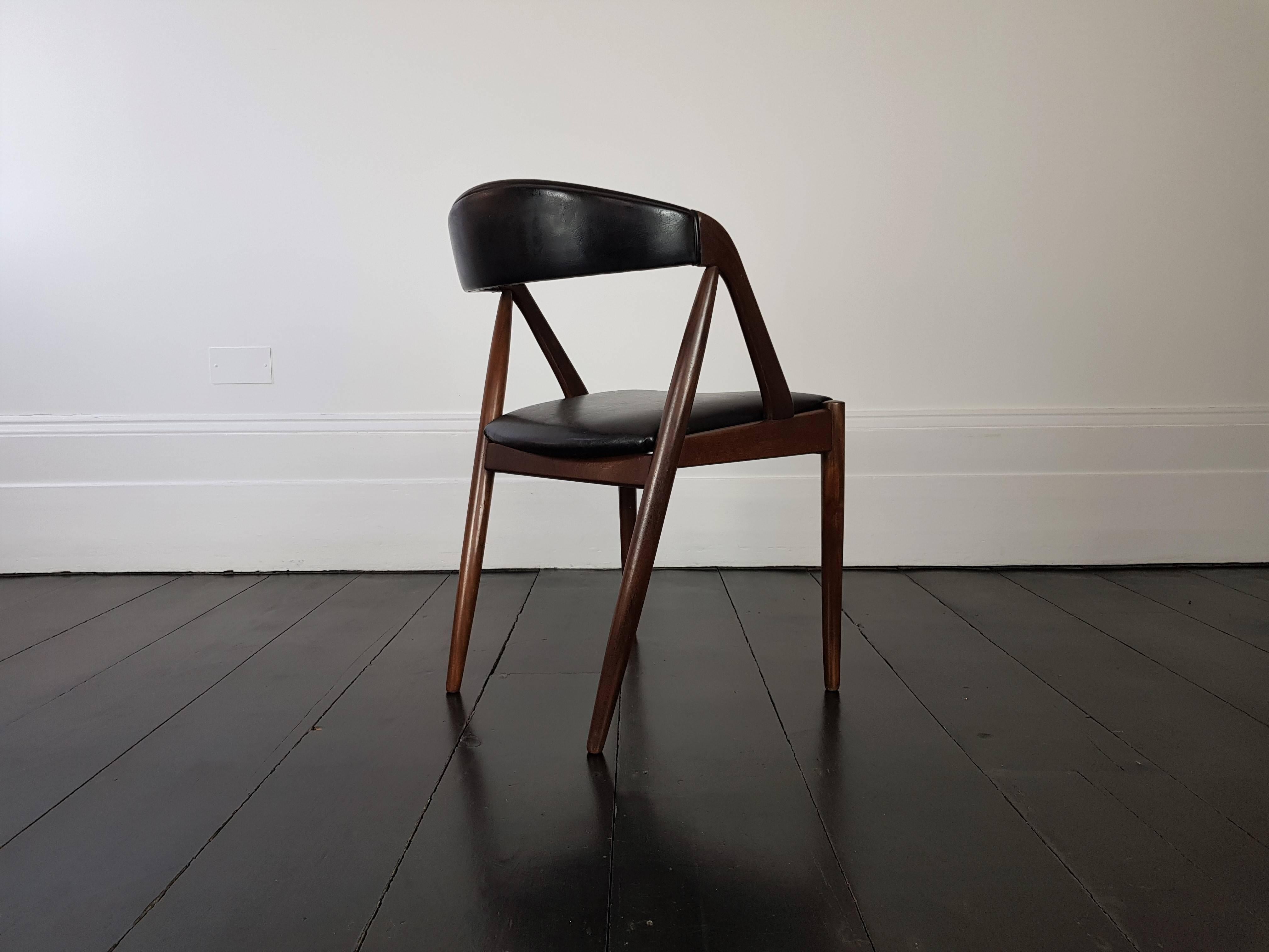 Faux Leather Kai Kristiansen Model 31 Teak 'A' Frame Chair for Schou Andersen, 1960s