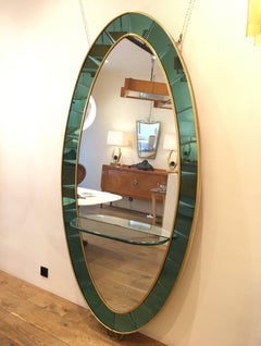 Cristal Art Green Console Mirror, 1950s
