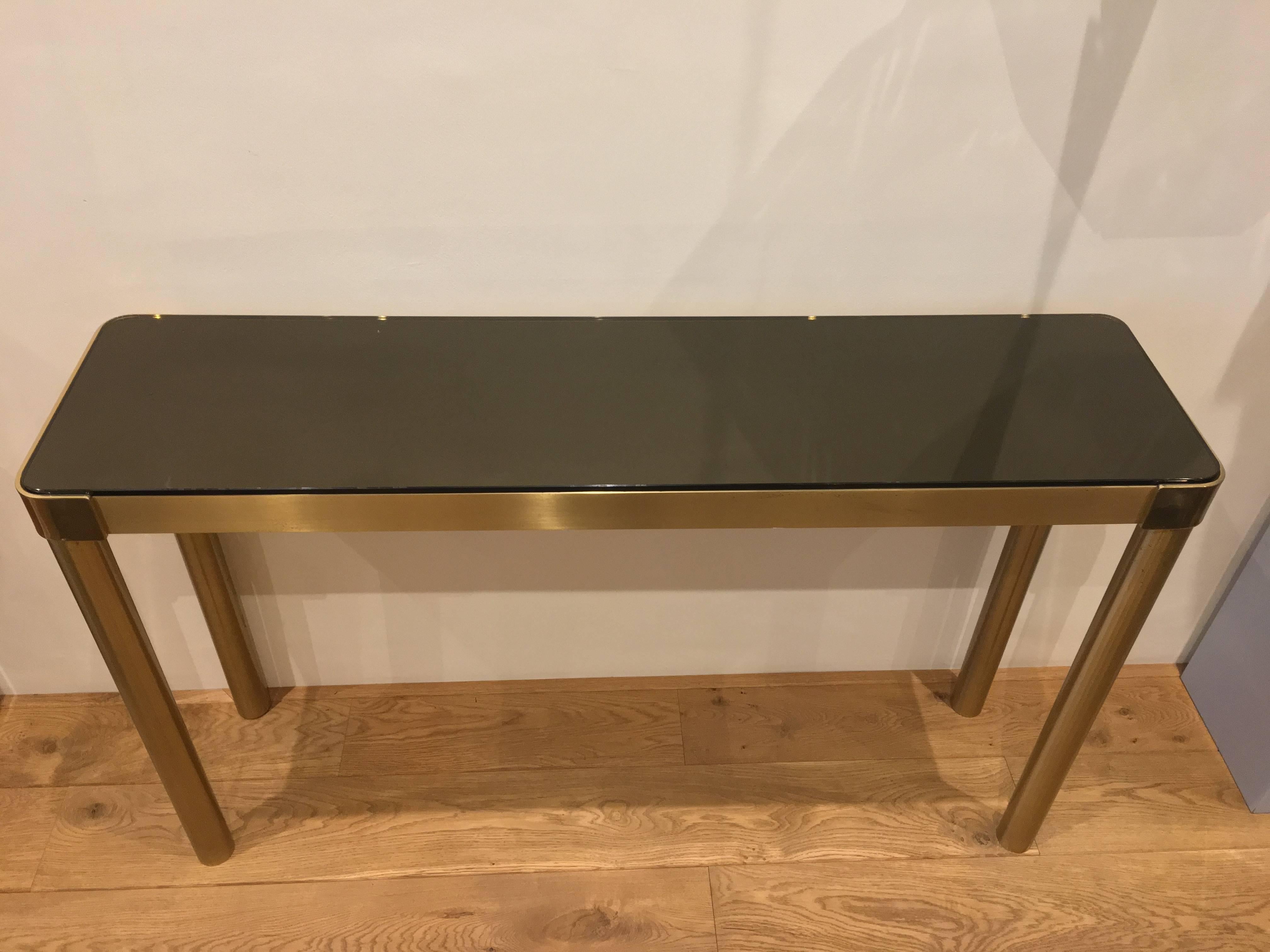 Italian Brass Console with Mirror Top, 1970s In Good Condition For Sale In Brussels, BE