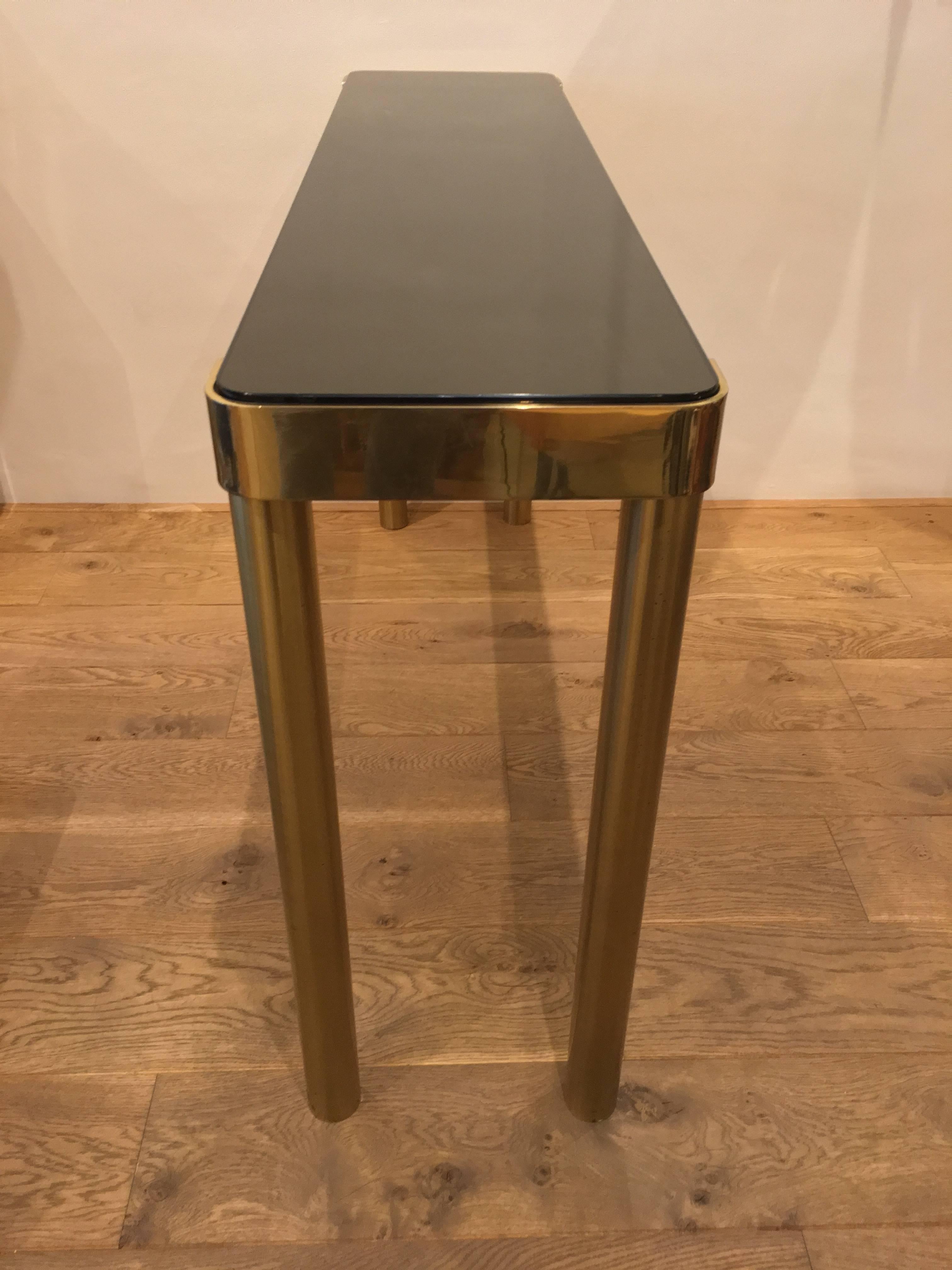 Late 20th Century Italian Brass Console with Mirror Top, 1970s For Sale