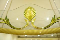 Cristal Art Mirror with Yellow Engraved Decoration, circa 1948