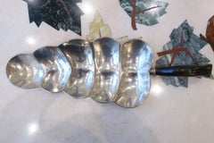 Elegant Italian Silver Tray, Wood Handle, circa 1930s