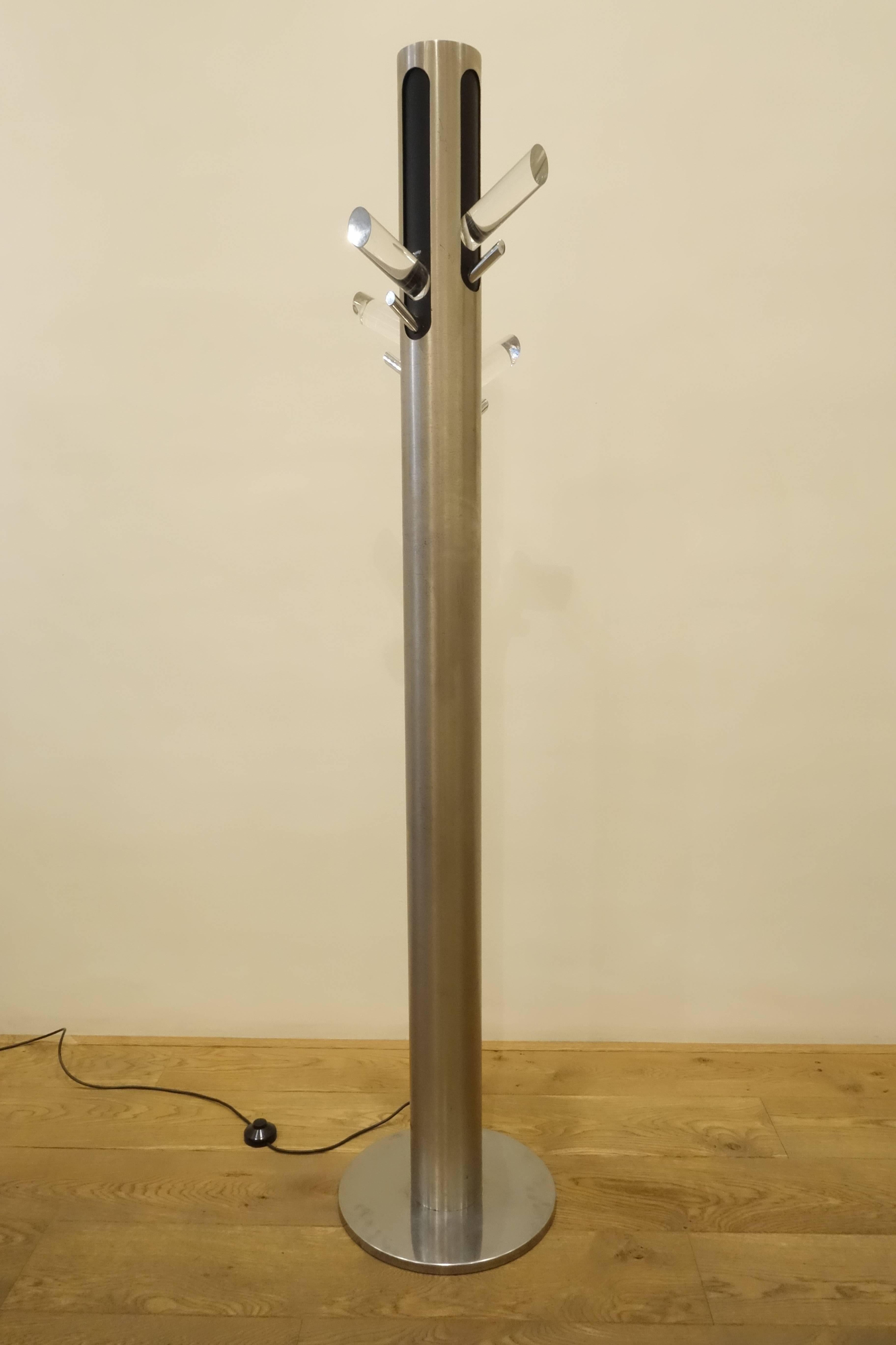 Italian Brutalist Metal and Plexiglass Floor Lamp, 1960s 2