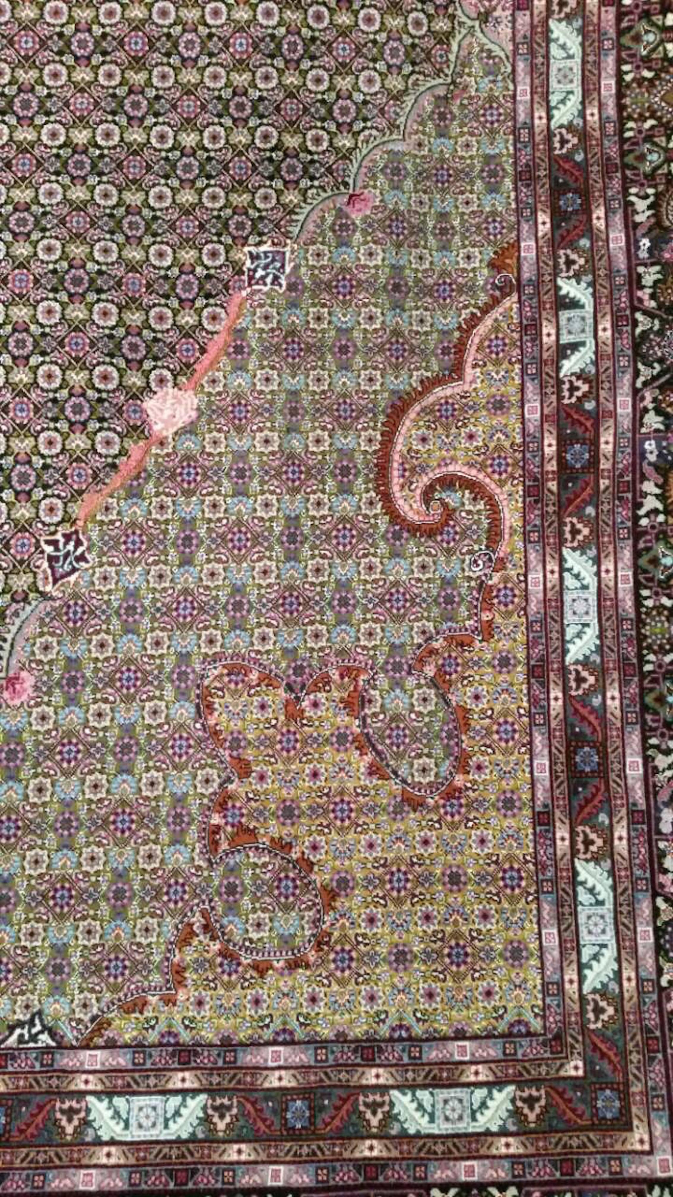 Contemporary 20th Century Wool and Silk Tabriz For Sale
