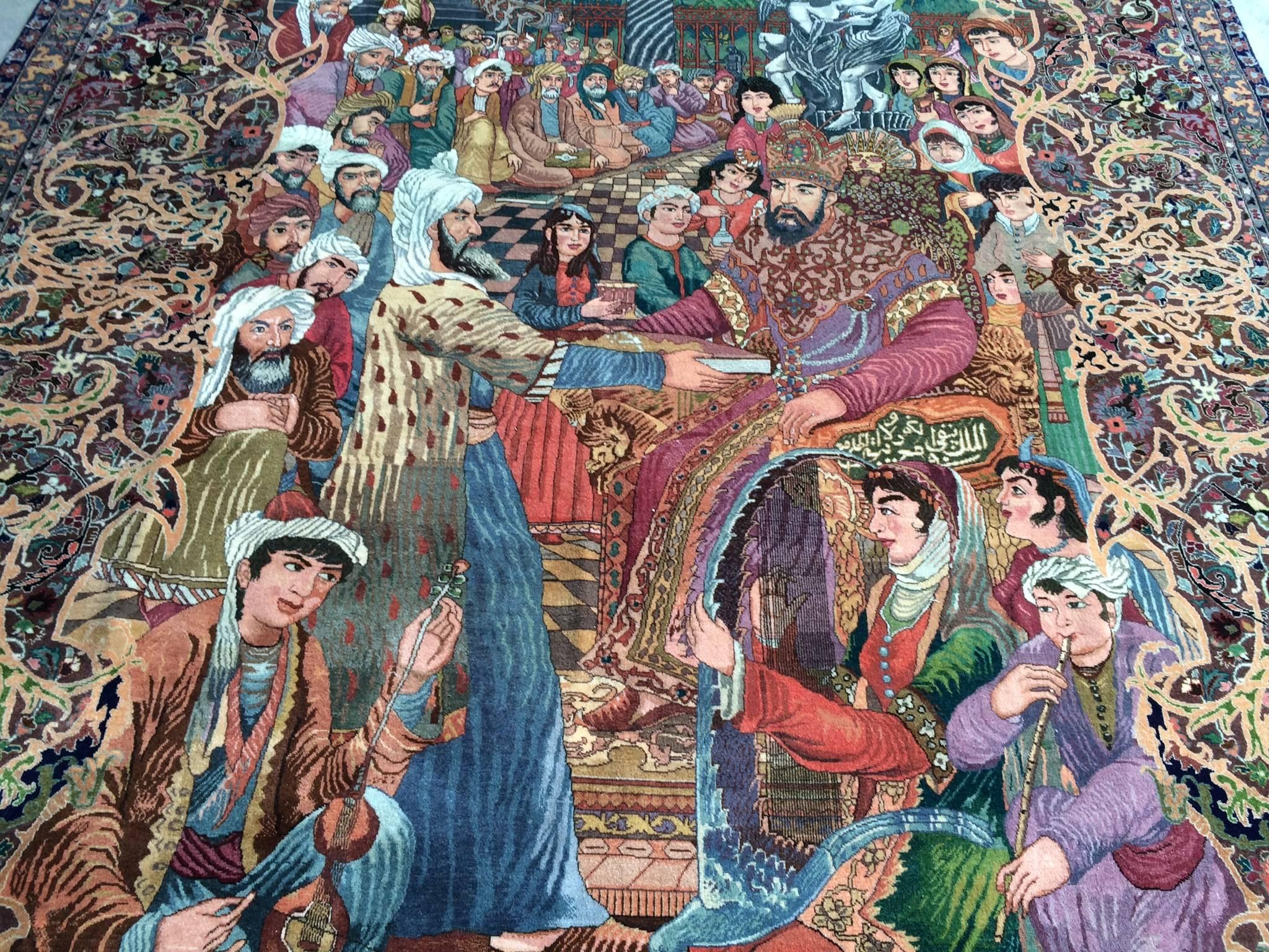 20th Century Pictorial Tabriz Rug In Excellent Condition For Sale In Geneve, Geneve