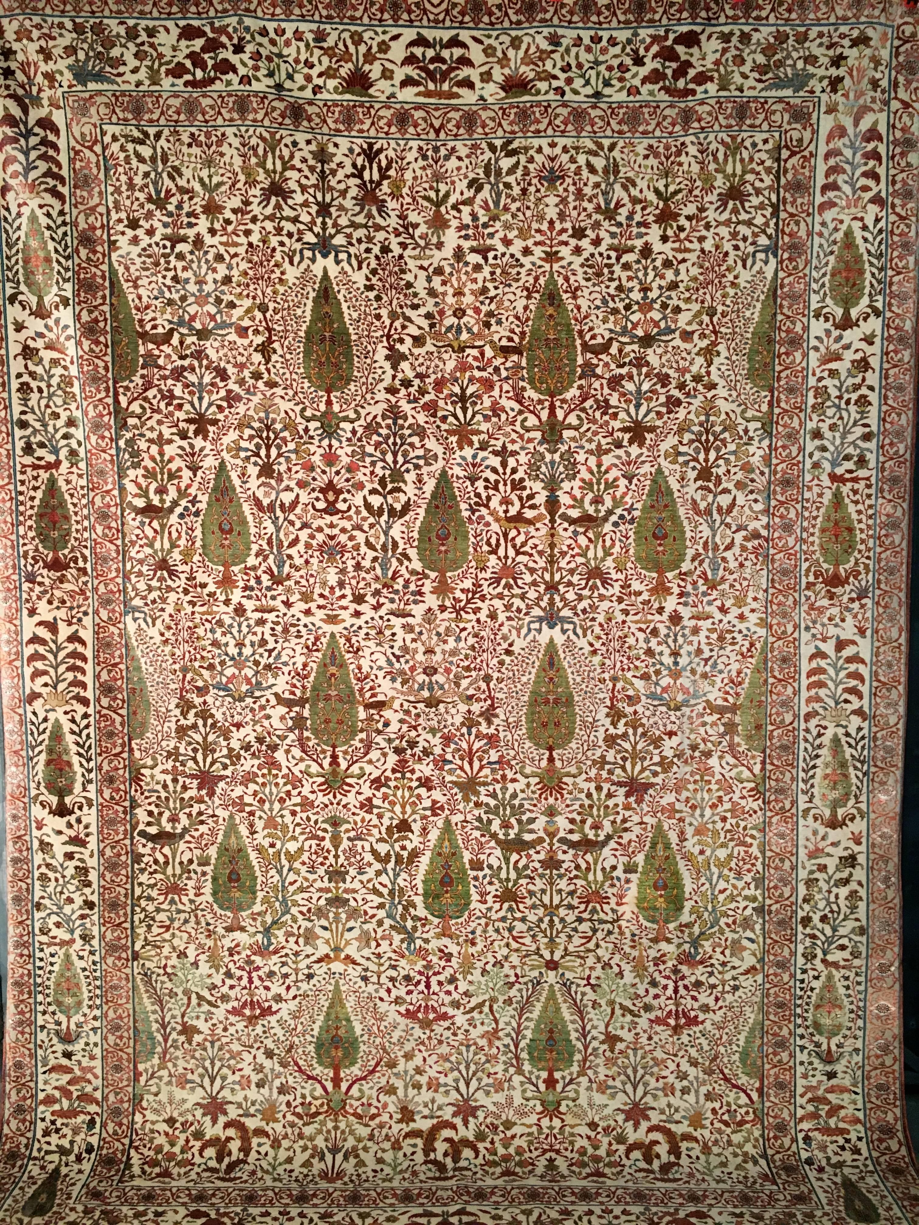 This extremely fine rug made of finest wool with all the design 
Made in silk is one of my favorite rugs. 
Probably Tehran in perfect condition.