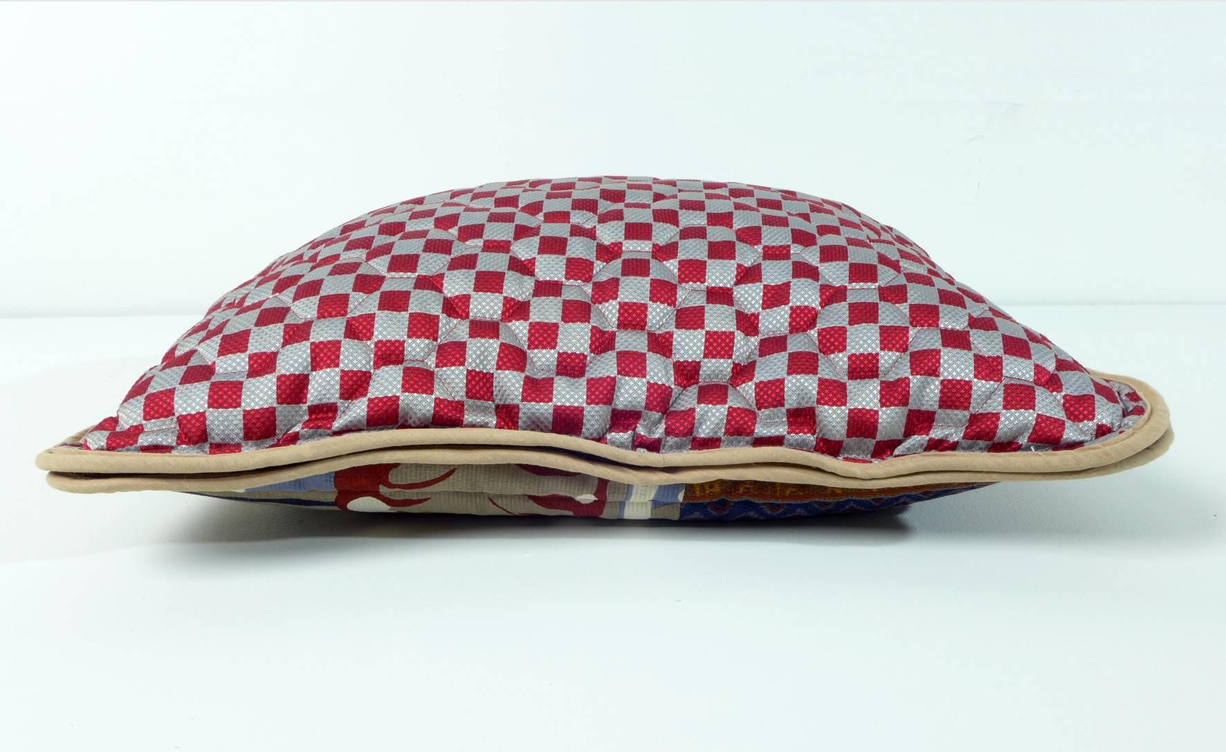 Modern Quilted Vintage Silk Pillow