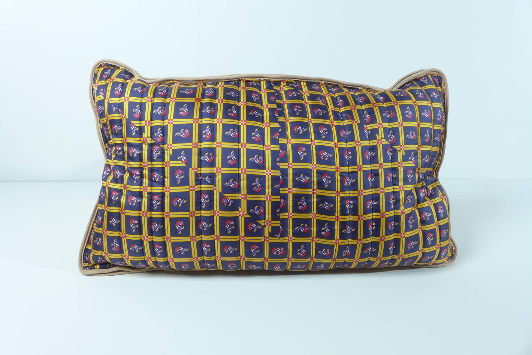 Contemporary Quilted Vintage Silk Pillow Byborre