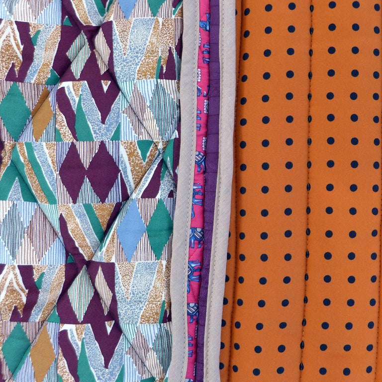 Quilted Vintage Silk Throw Blanket BB 04 For Sale