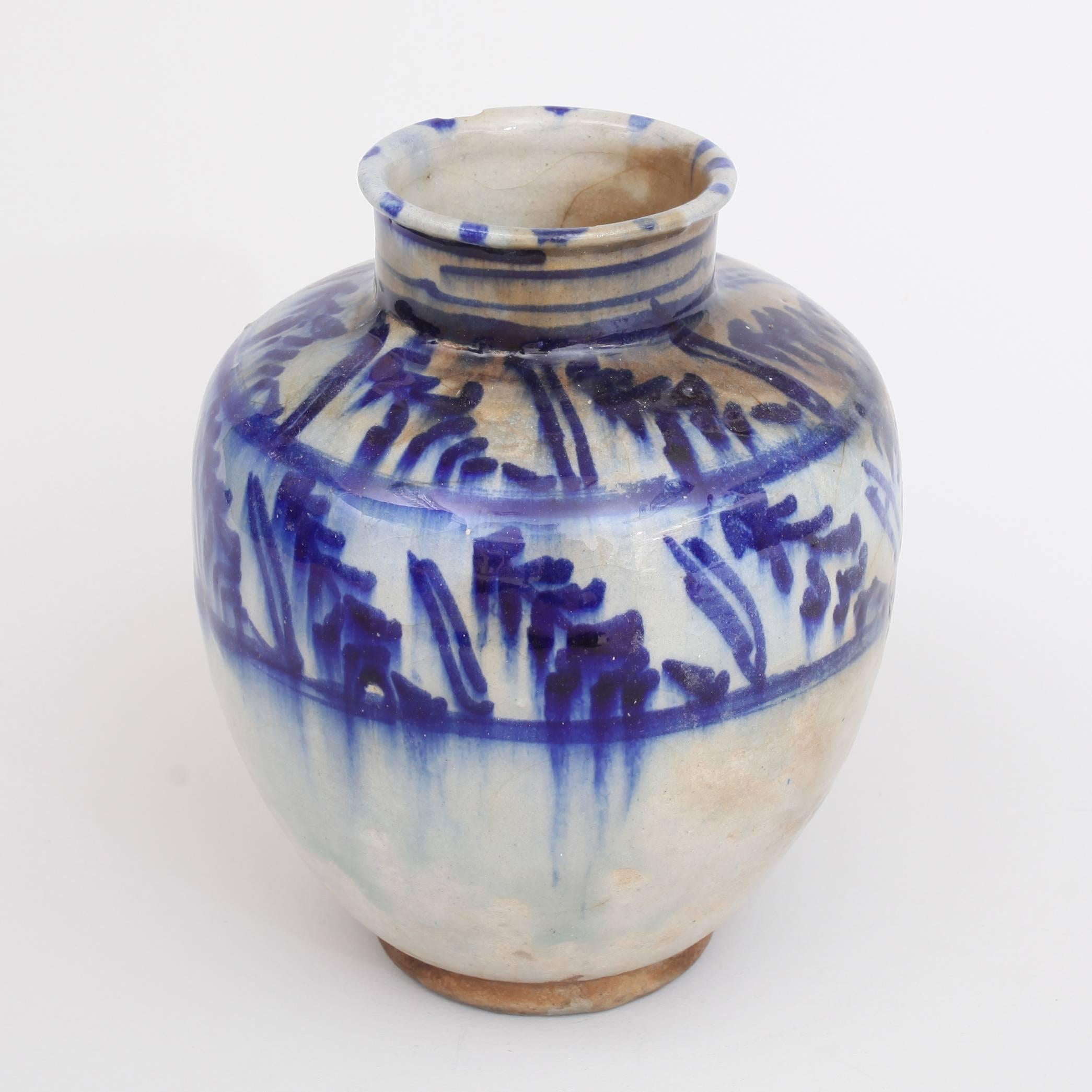 Islamic Mamluk 16th Century Blue Ceramic Jar Vase In Good Condition In Amsterdam, NL