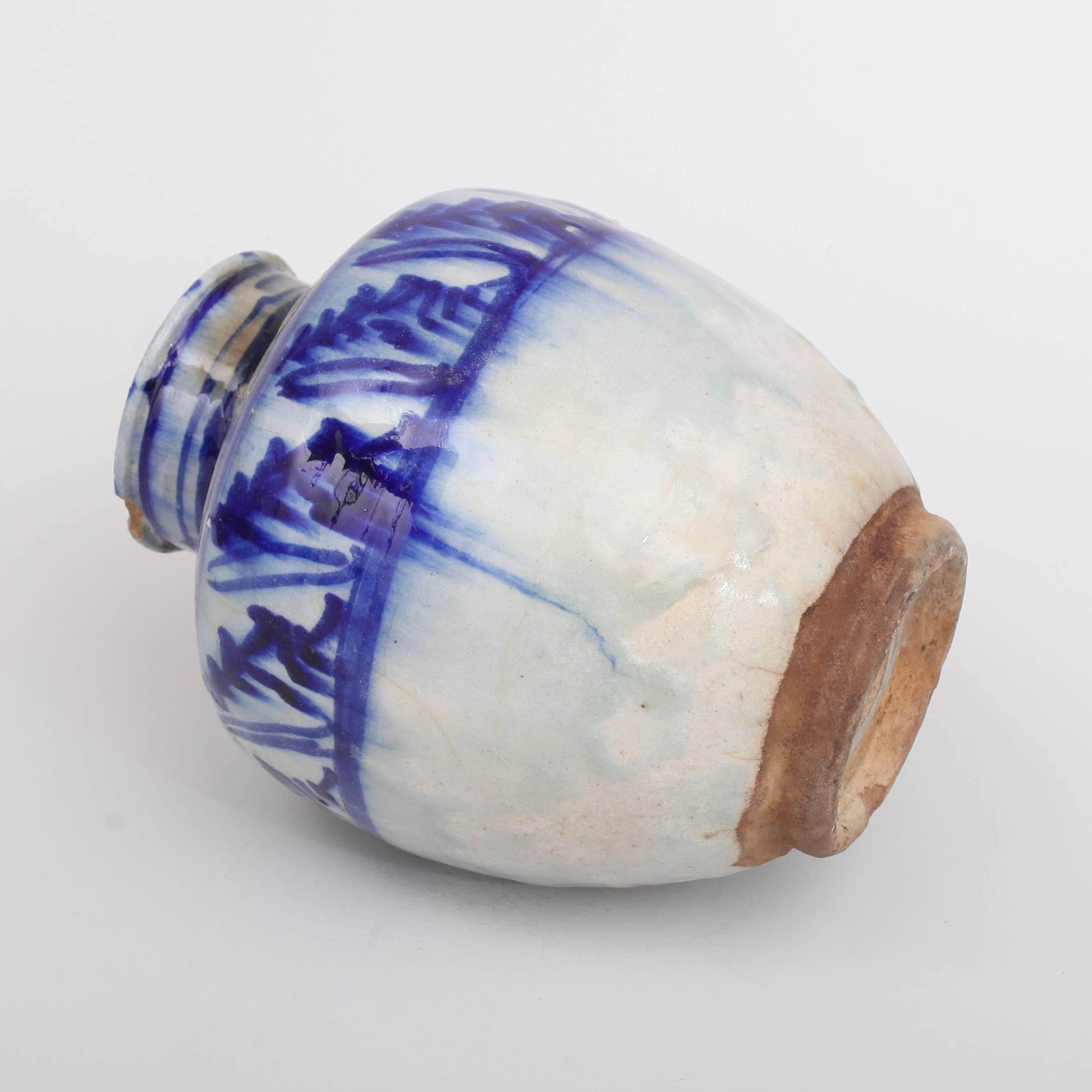 Islamic Mamluk 16th Century Blue Ceramic Jar Vase 2