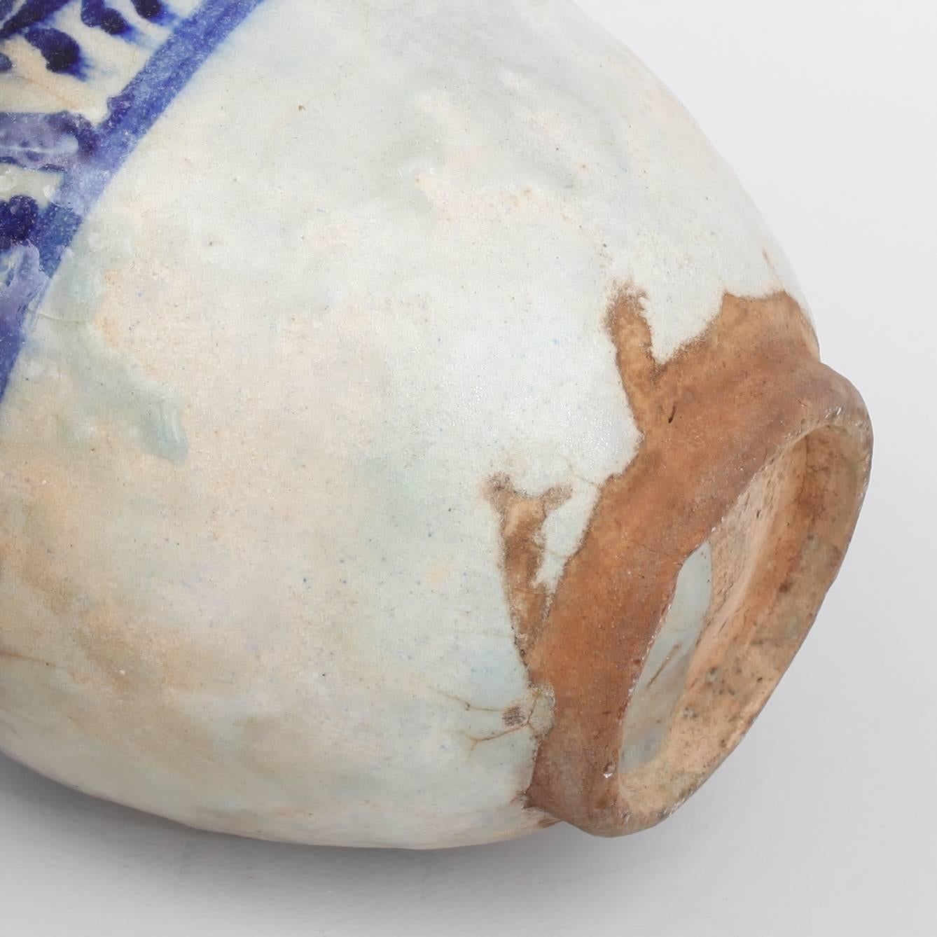 Islamic Mamluk 16th Century Blue Ceramic Jar Vase 3