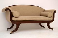 Antique Regency Mahogany Scroll End Sofa