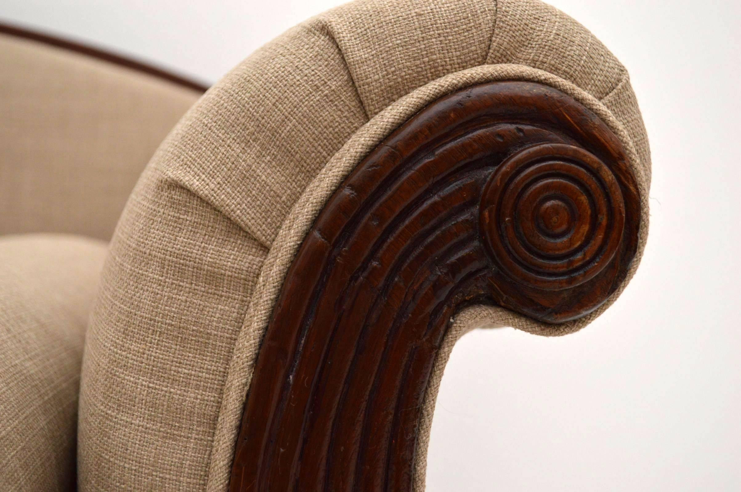 English Antique Regency Mahogany Scroll End Sofa