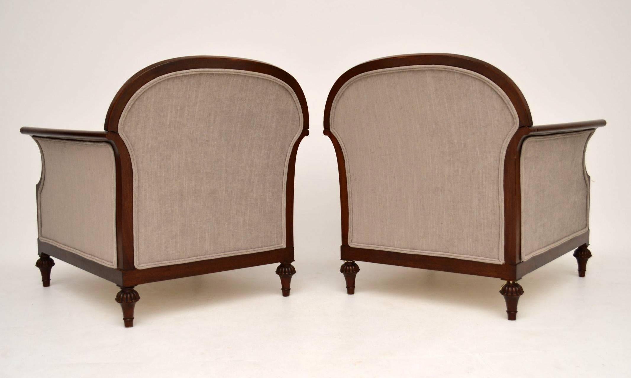Pair of Antique Swedish Upholstered Mahogany Armchairs 5