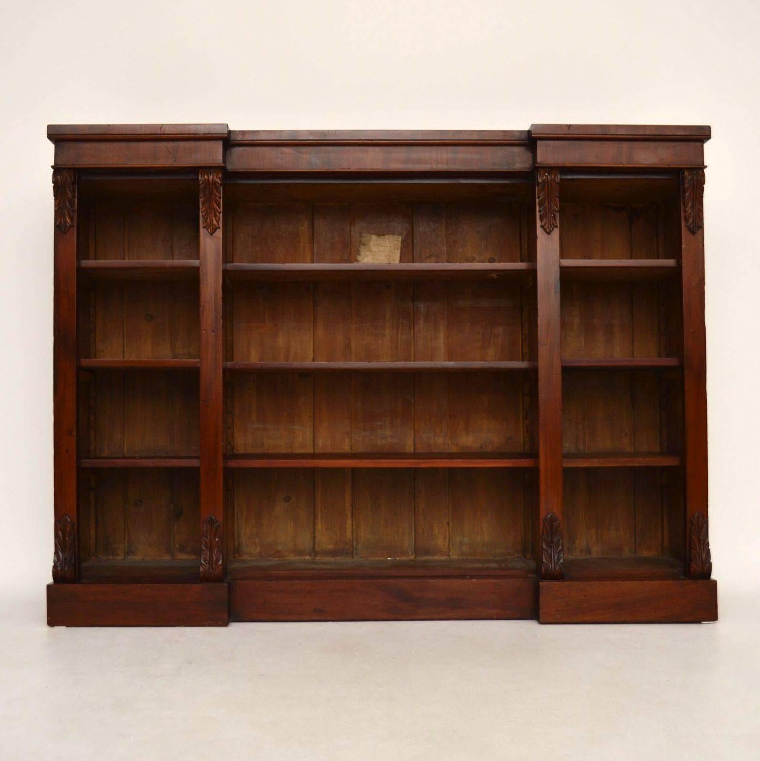 Early Victorian Antique Victorian Mahogany Open Bookcase