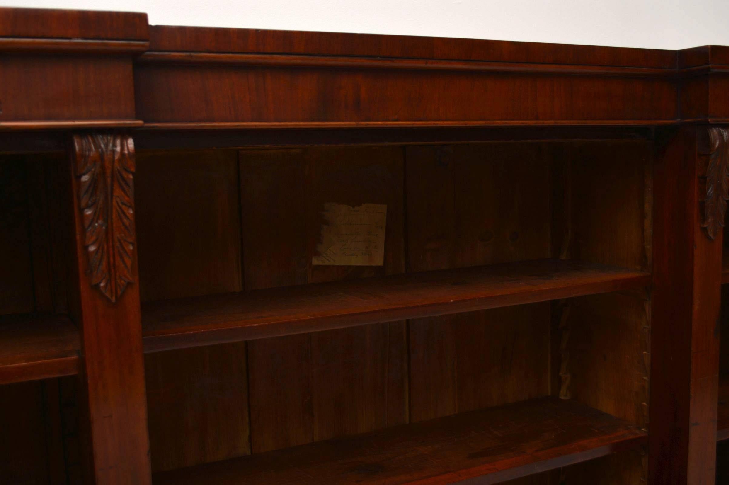 English Antique Victorian Mahogany Open Bookcase