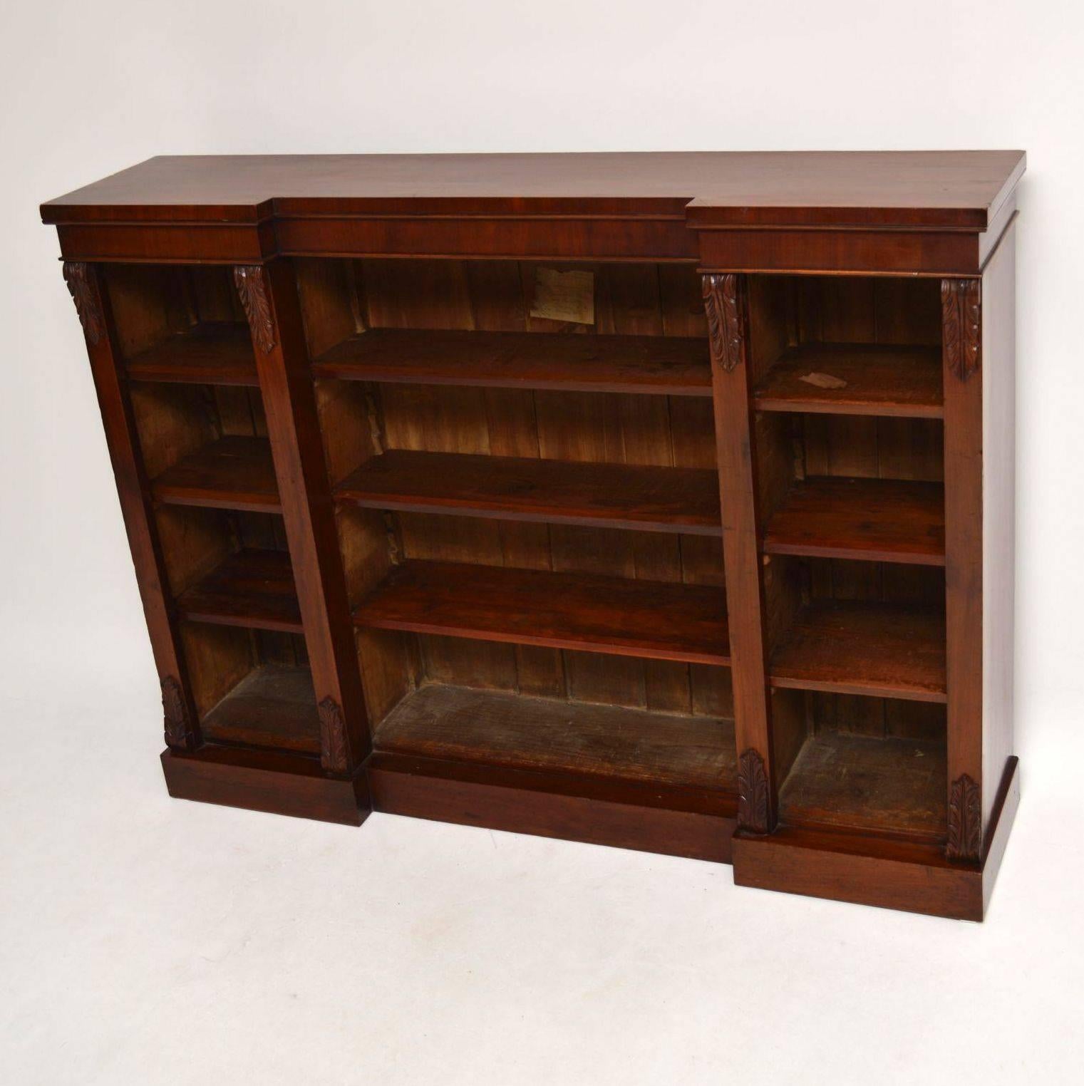 Mid-19th Century Antique Victorian Mahogany Open Bookcase