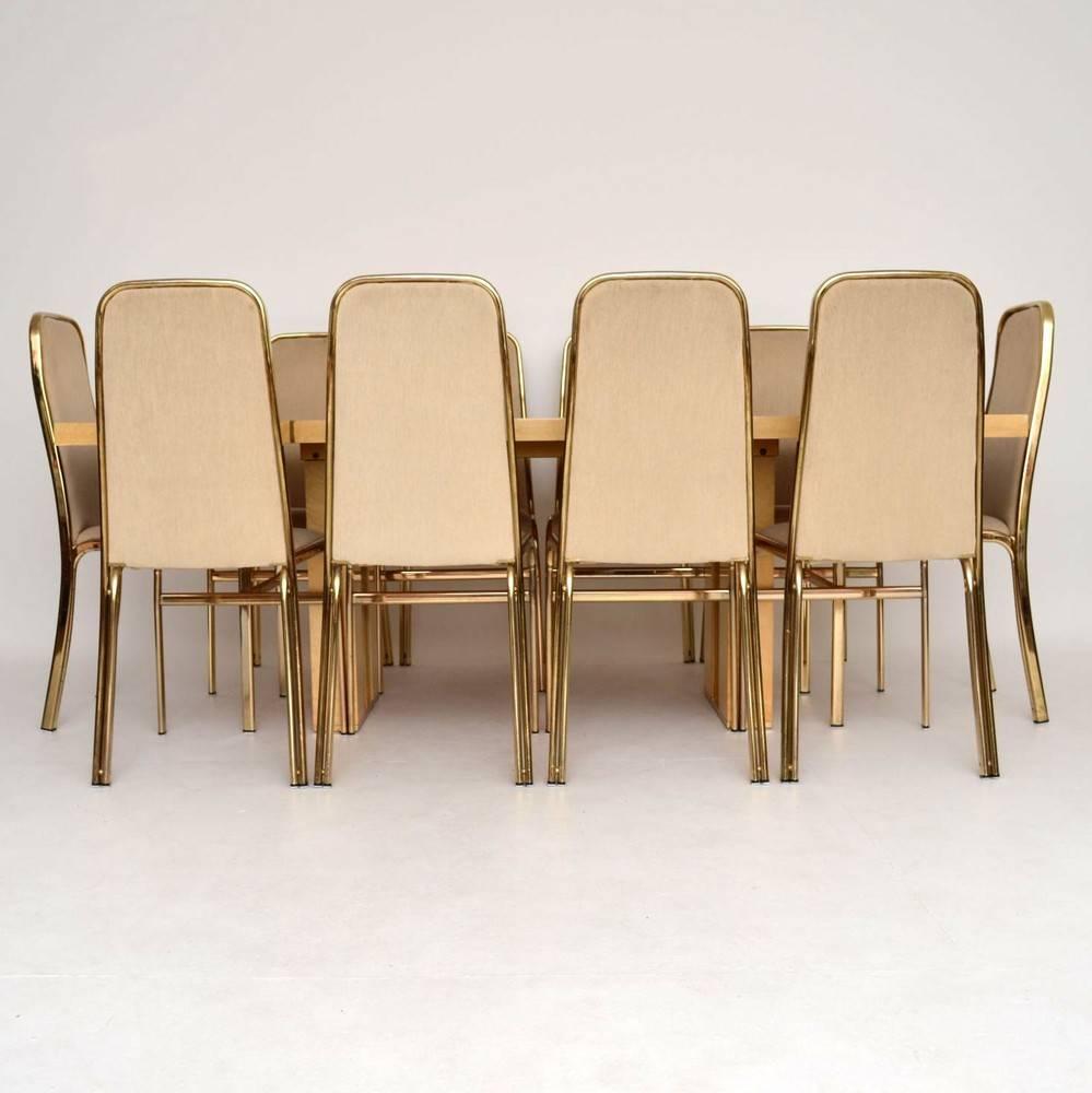 Retro Italian Maple and Brass Dining Table and Chairs by Zevi Vintage, 1970s 1