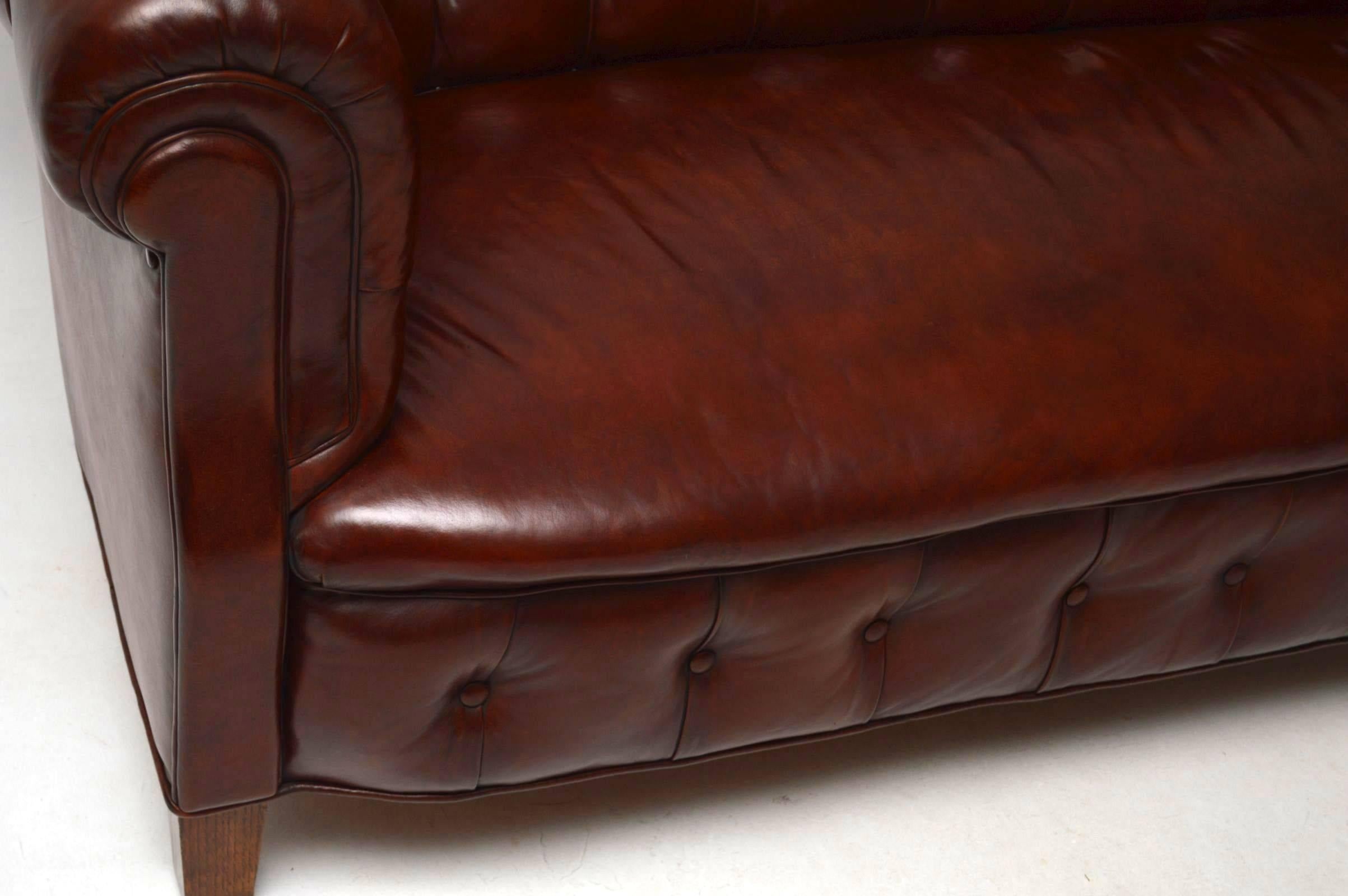 Early 20th Century Antique Swedish Leather Chesterfield Sofa