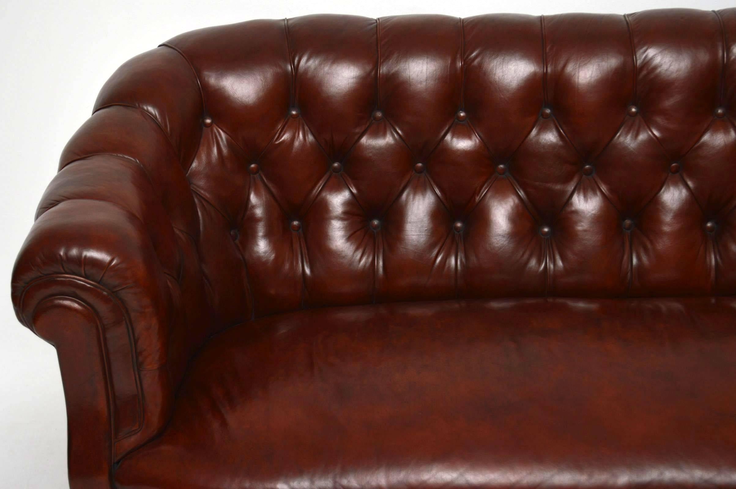 Antique Swedish Leather Chesterfield Sofa 2