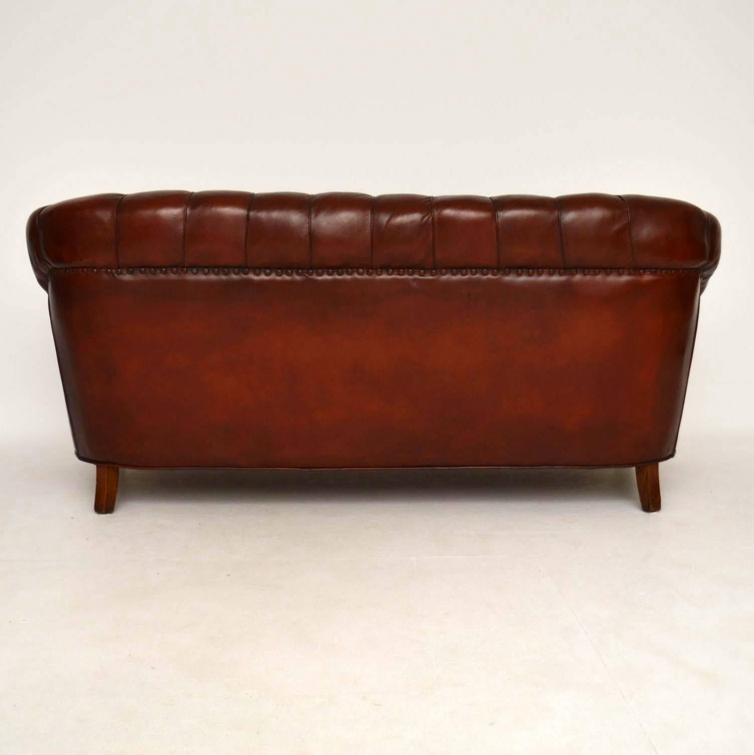 Antique Swedish Leather Chesterfield Sofa 6