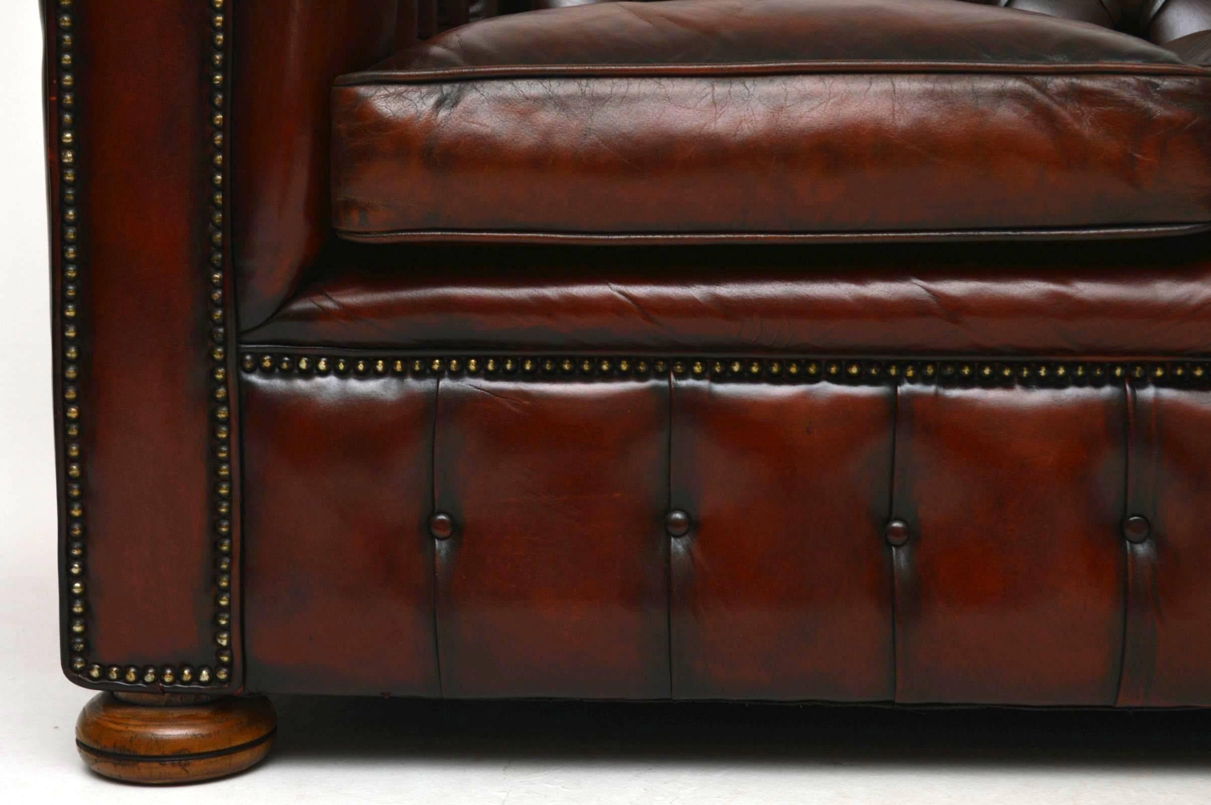 English Antique Leather Chesterfield Sofa