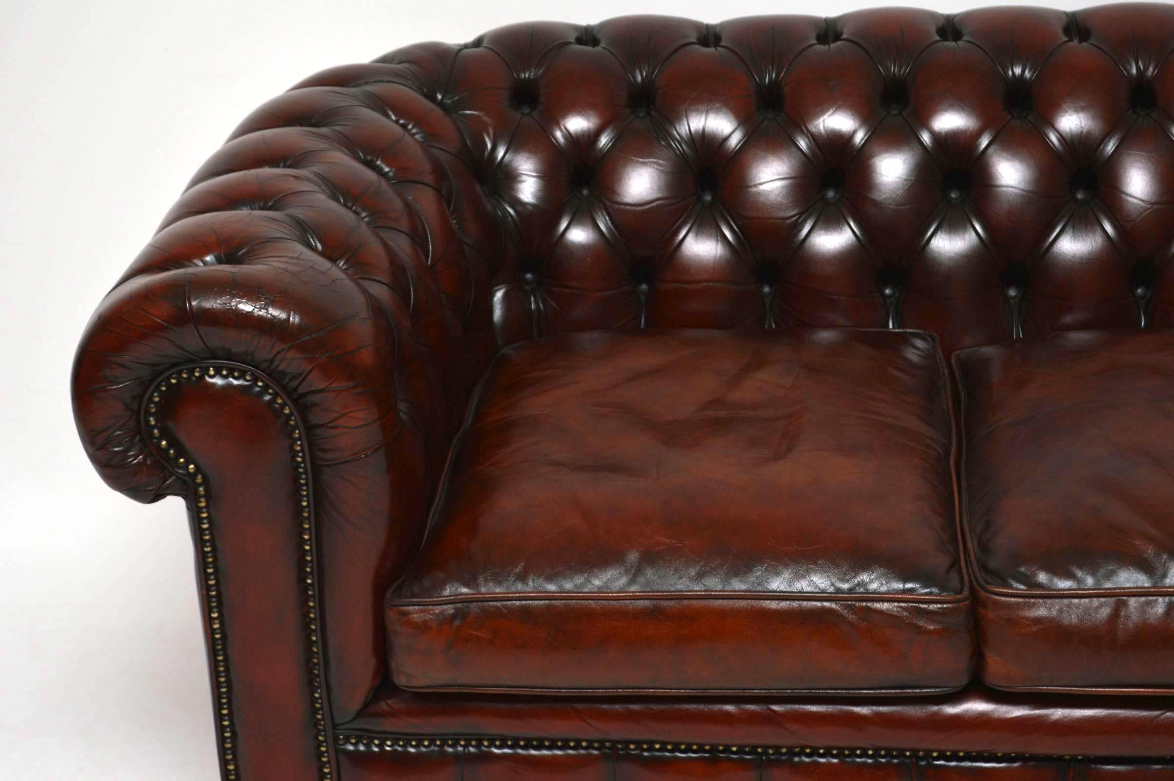 Mid-20th Century Antique Leather Chesterfield Sofa