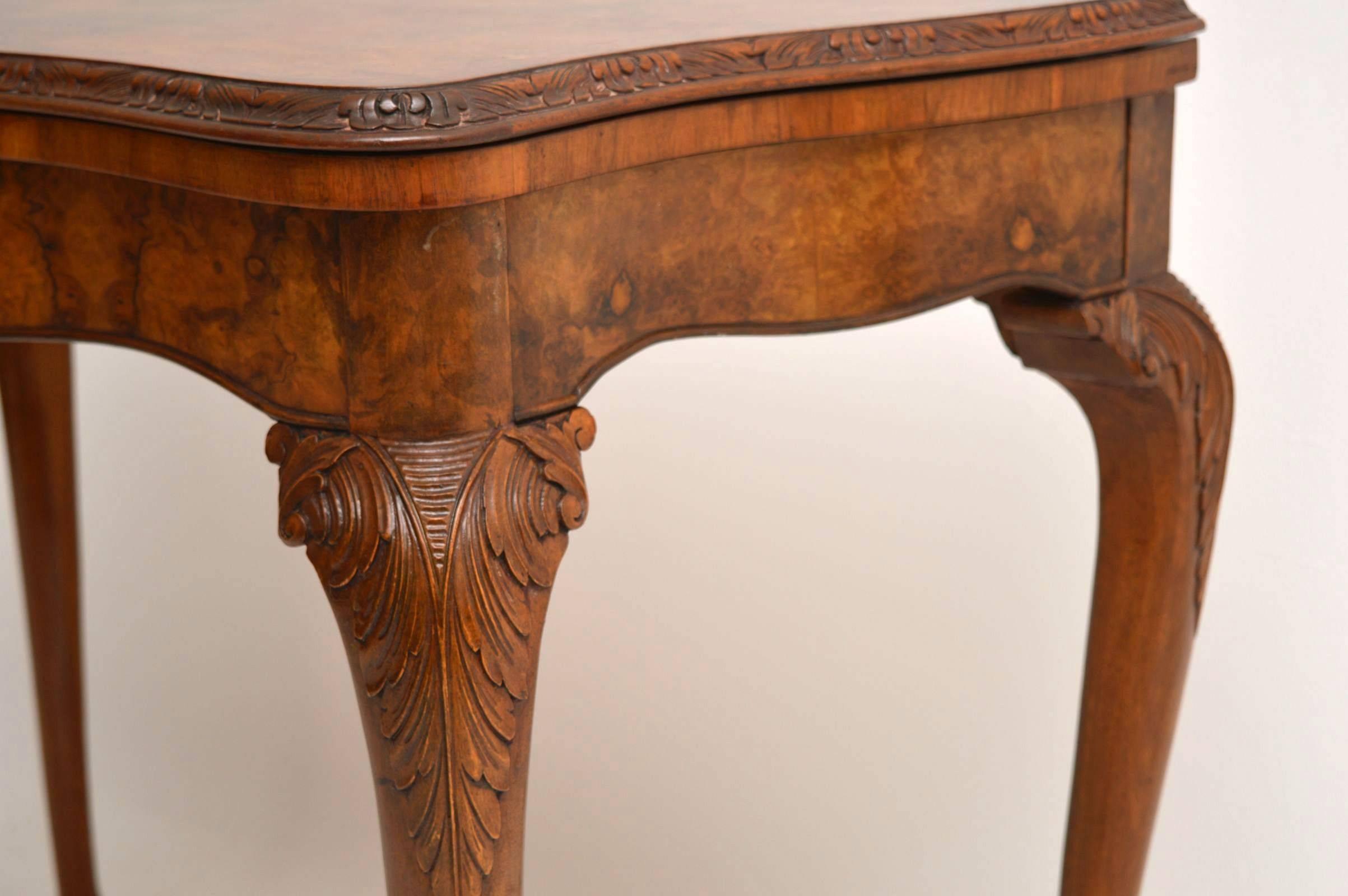 Early 20th Century Antique Burr Walnut Card Table