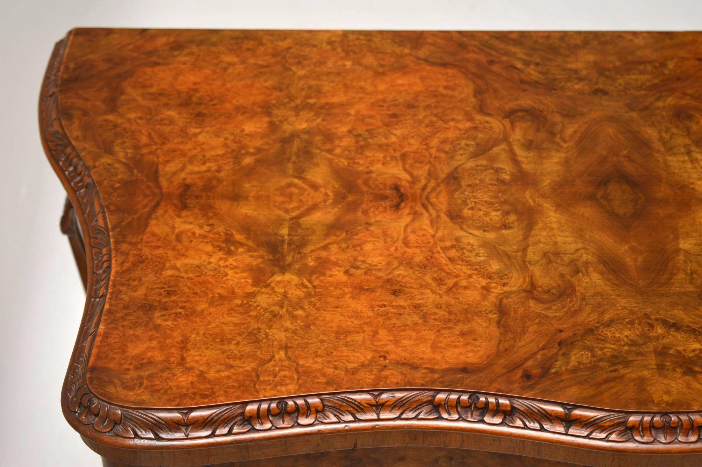 Baize Antique Burr Walnut Card Table