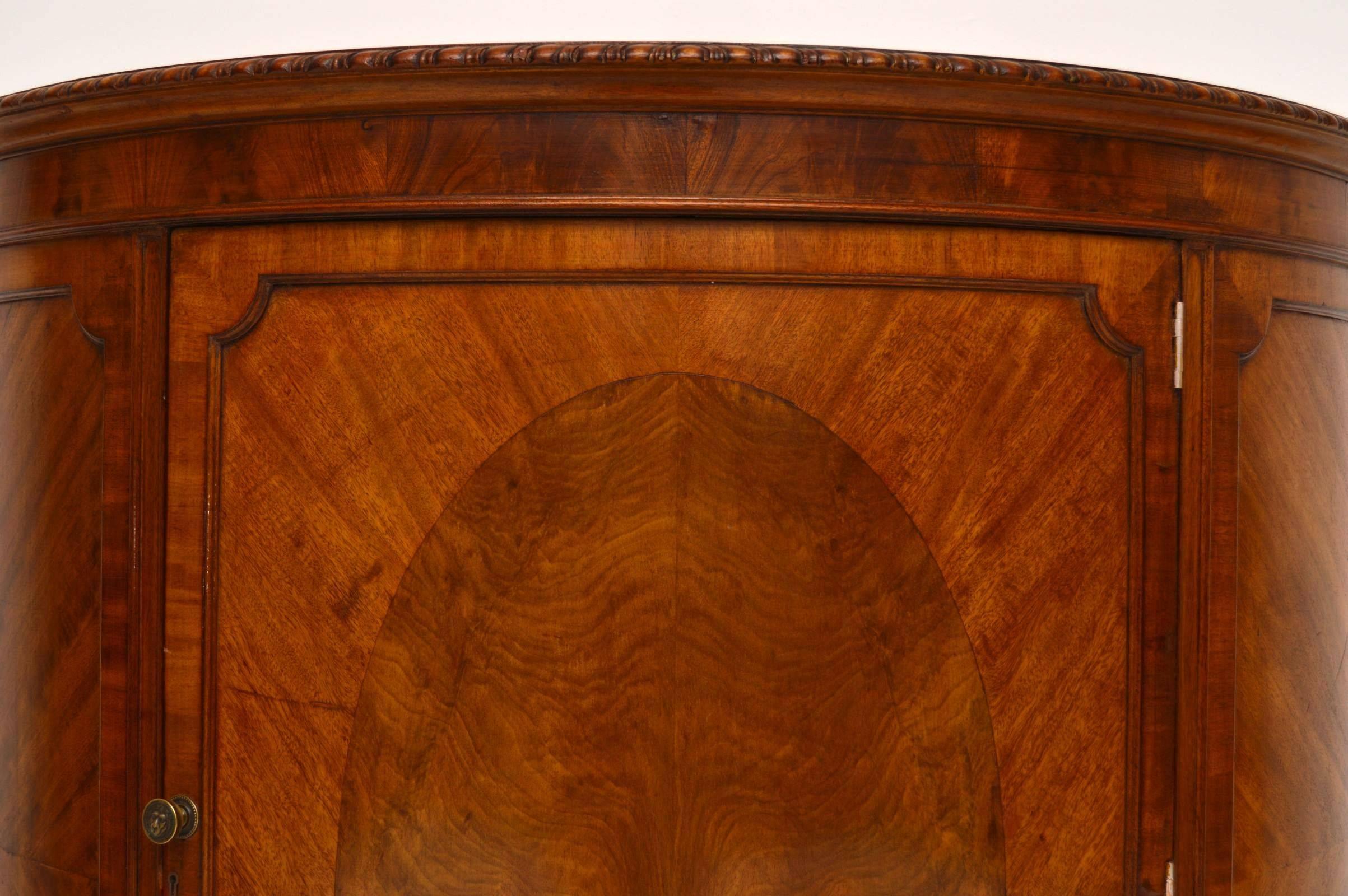 English Antique Mahogany Curved Front Cabinet