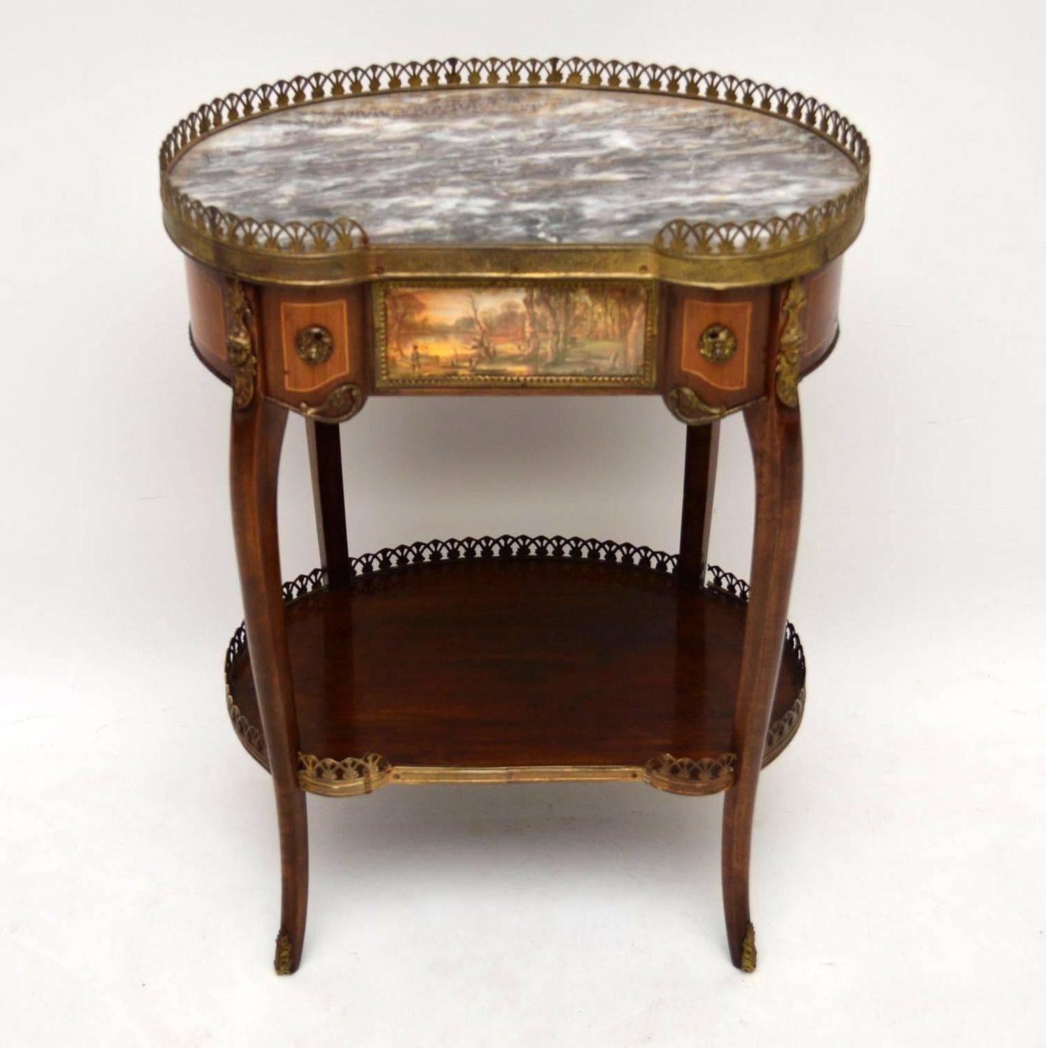 Pair of Antique French Marble Top Side Tables For Sale at 1stdibs